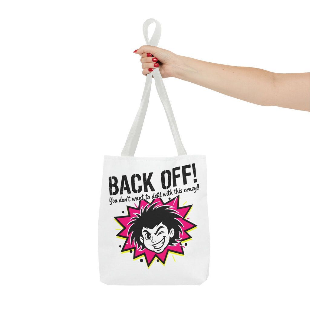 Back Off! Graphic Tote Bag — Funny Retro Punk Design