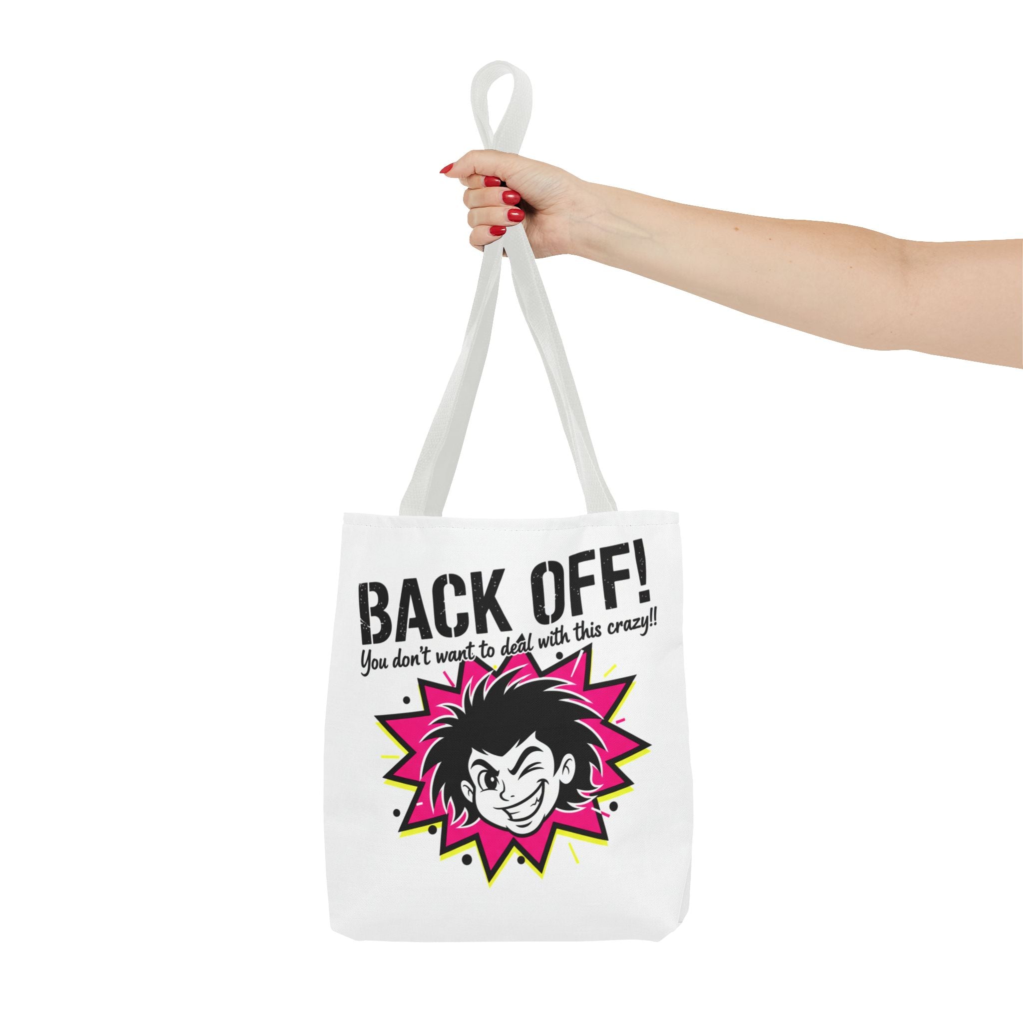 Back Off! Graphic Tote Bag — Funny Retro Punk Design