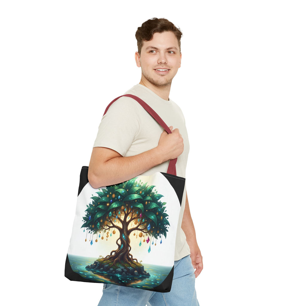 Enchanted Tree Tote Bag - Mystical Gem-Decorated Tree All-Over Print