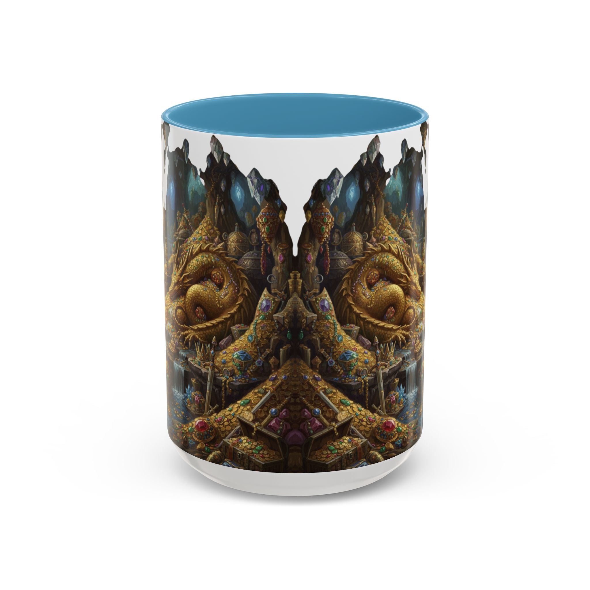 Dragon Hoard Accent Coffee Mug — Fantasy Treasure Landscape (11/15 oz)