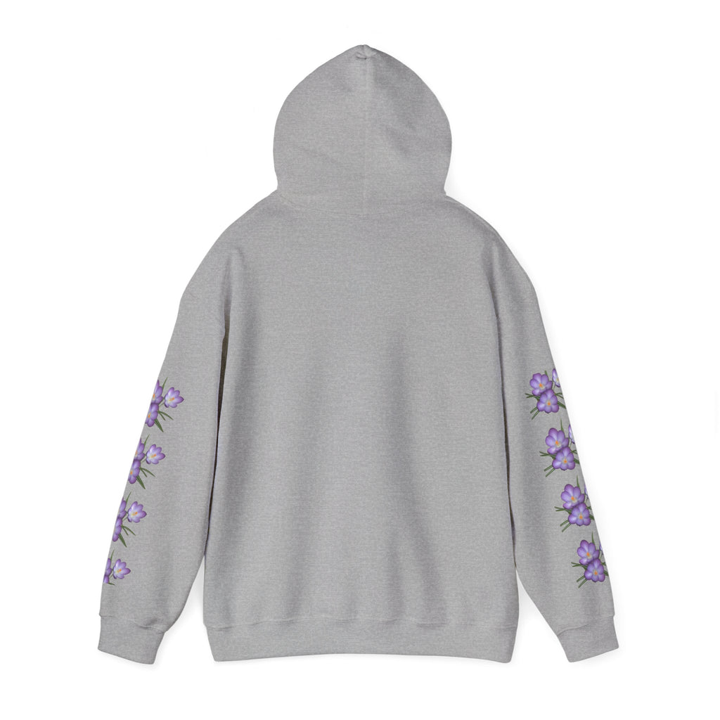 Purple Crocus Floral Hoodie — Spring Flower Graphic Sweatshirt