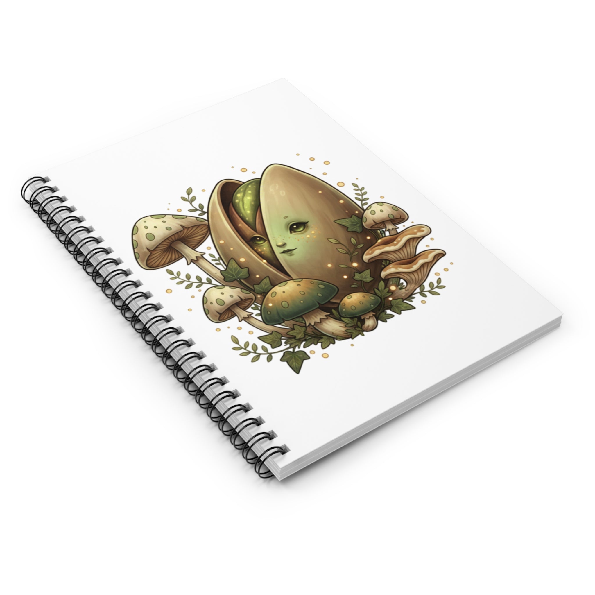 Mushroom Seedling Spiral Notebook — Woodland Cute Ruled Journal