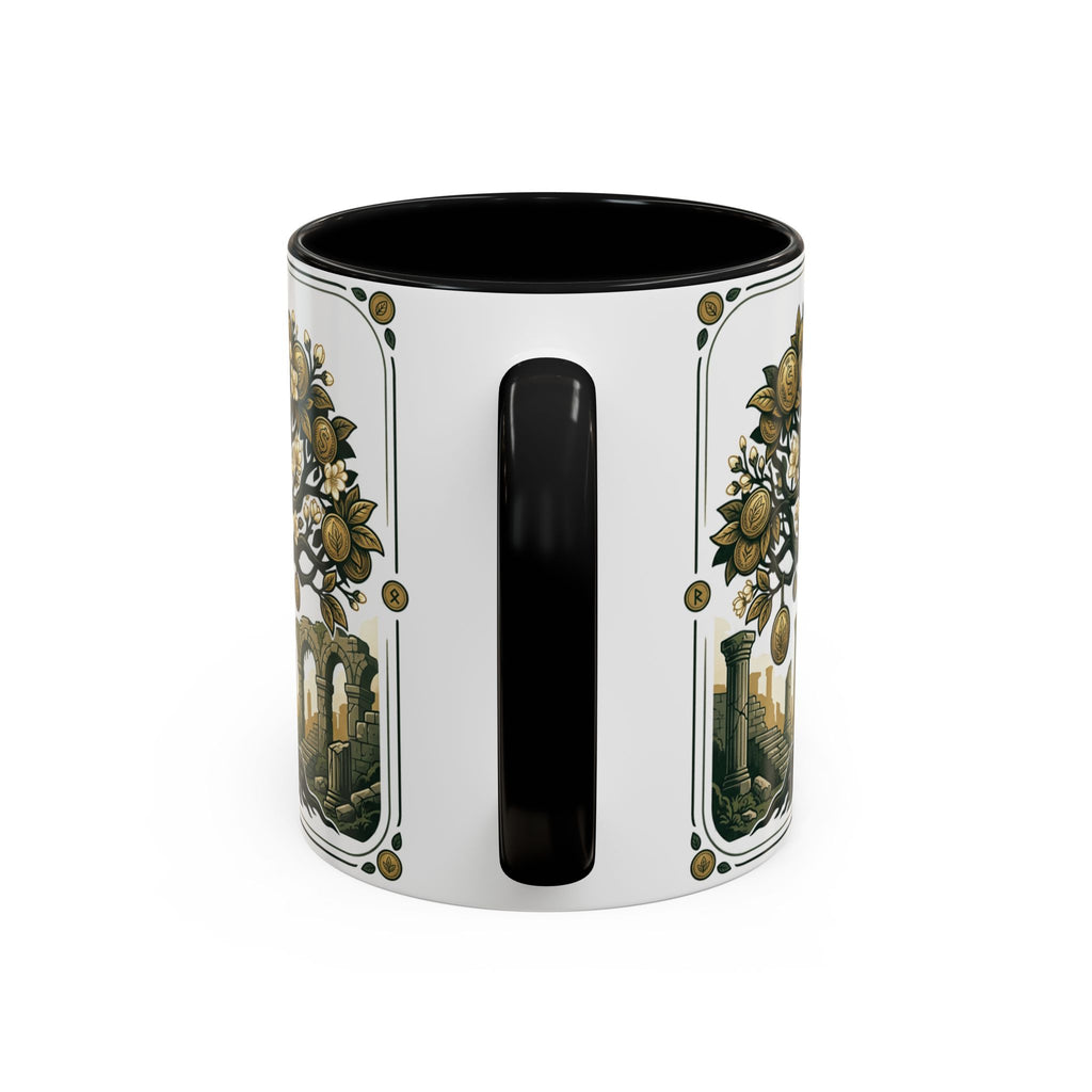 Ornate Tree of Coins Coffee Mug — Gold Ruins Accent Ceramic Mug (11/15oz)