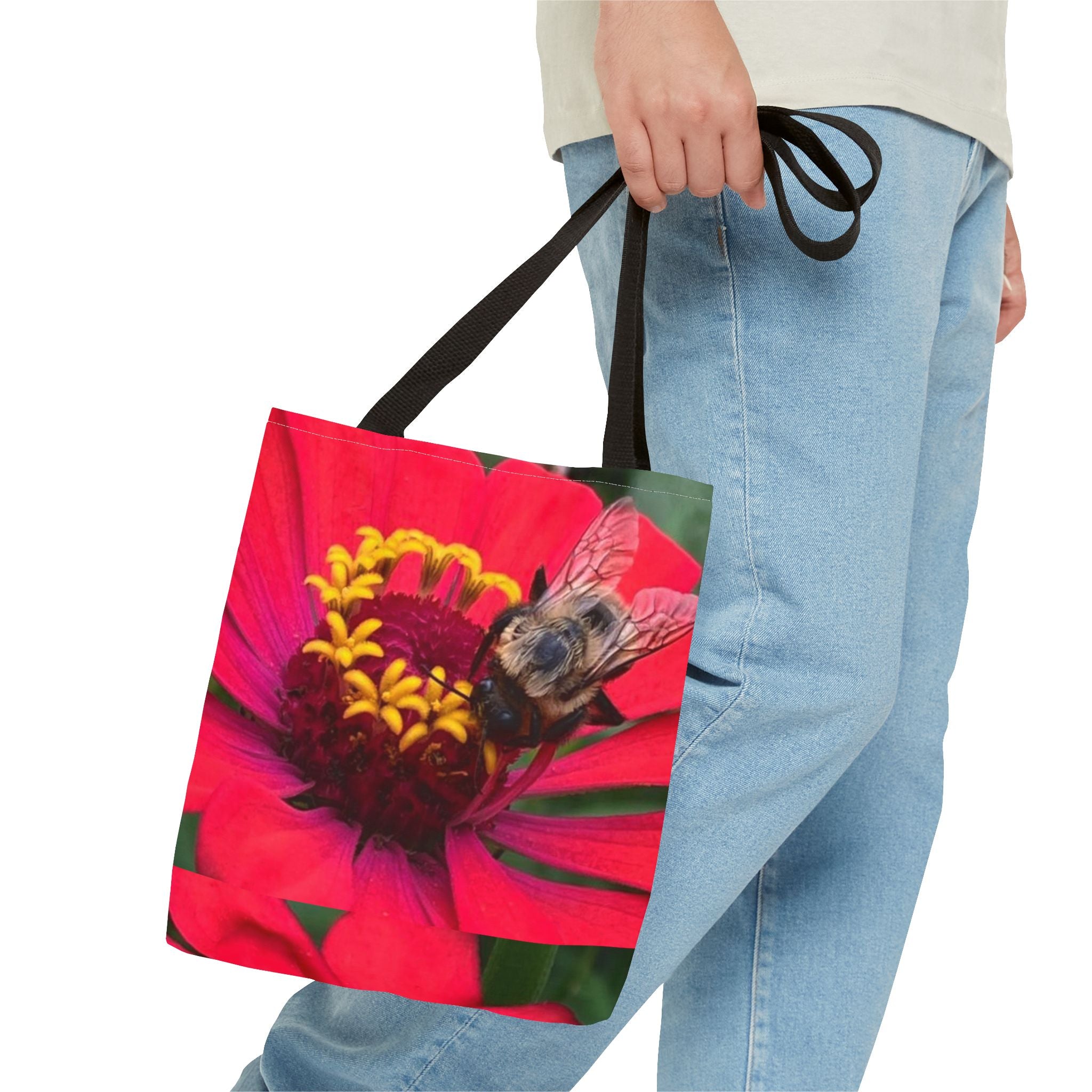 Floral Bee Tote Bag — Red Zinnia Garden Shopper