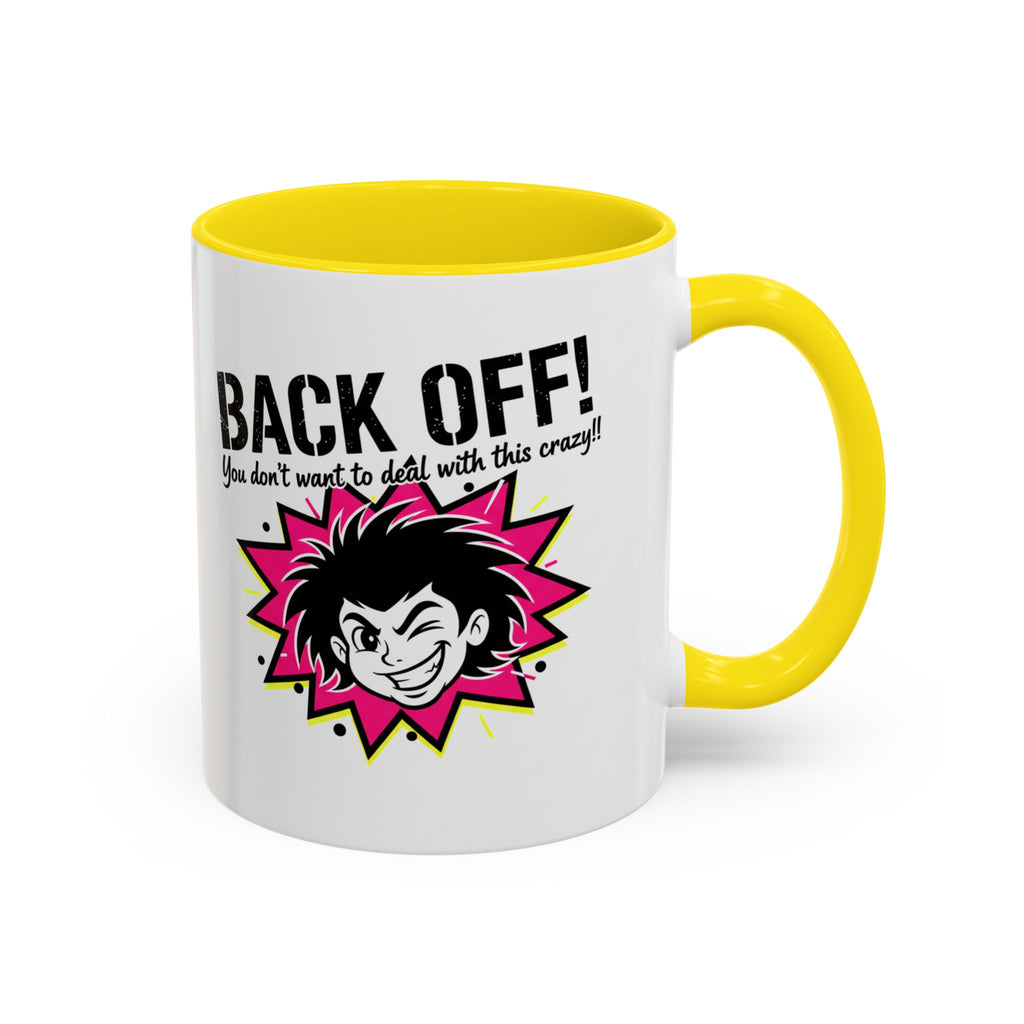 Back Off! Funny Cartoon Face Accent Coffee Mug — 11/15oz