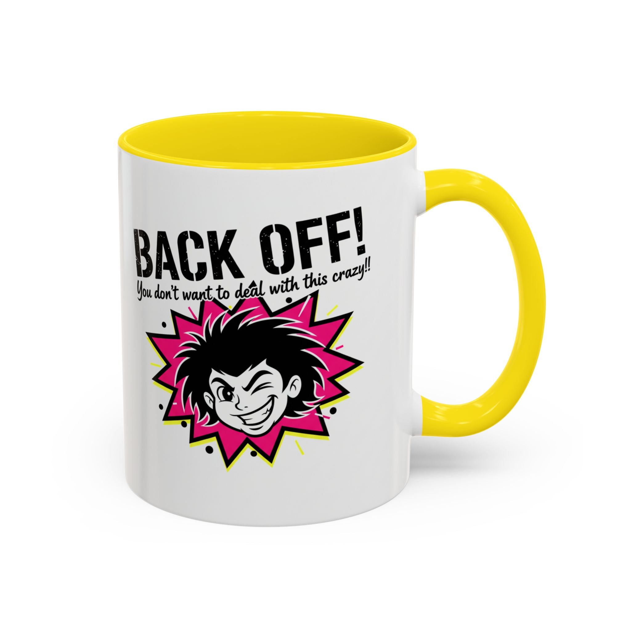 Back Off! Funny Cartoon Face Accent Coffee Mug — 11/15oz