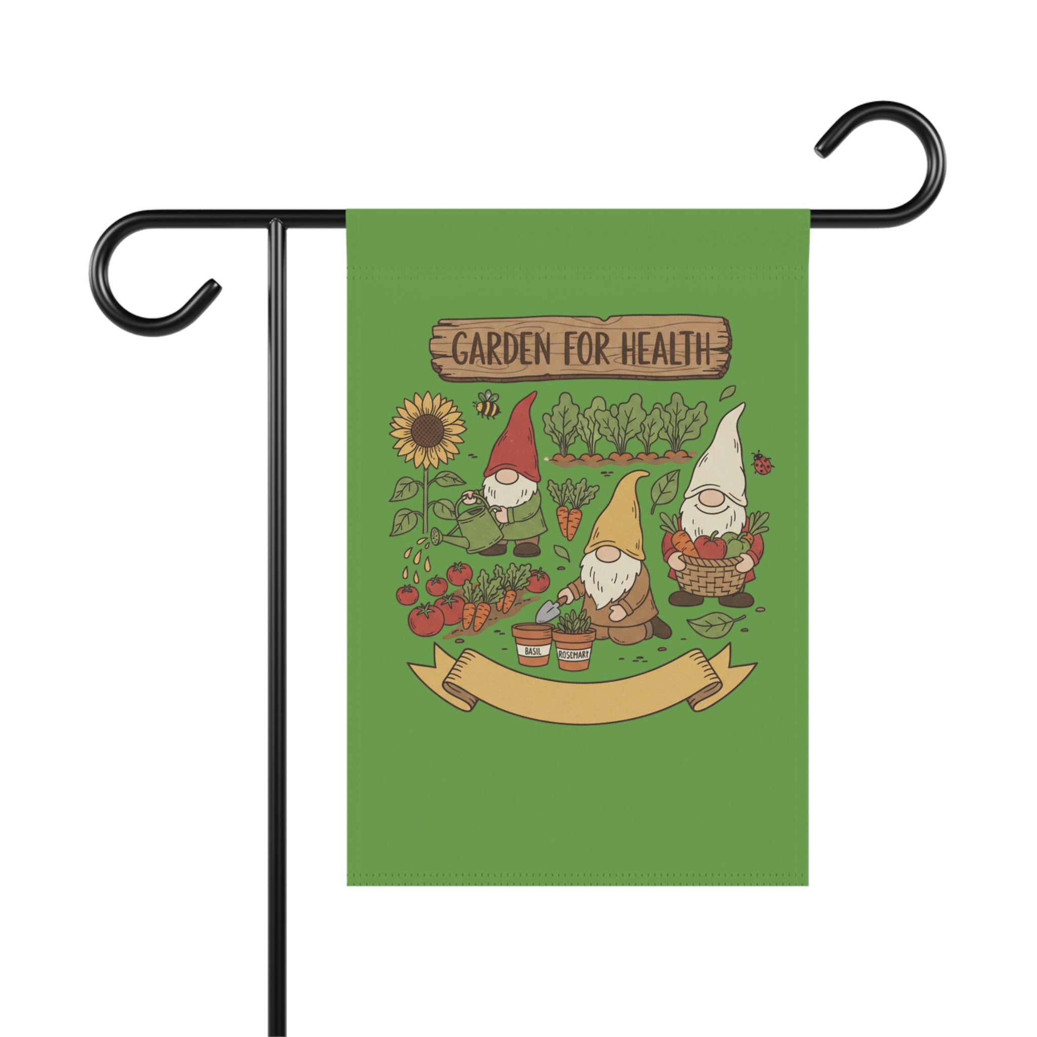 Garden Gnome Flag – "Garden for Health" Decorative House & Garden Banner
