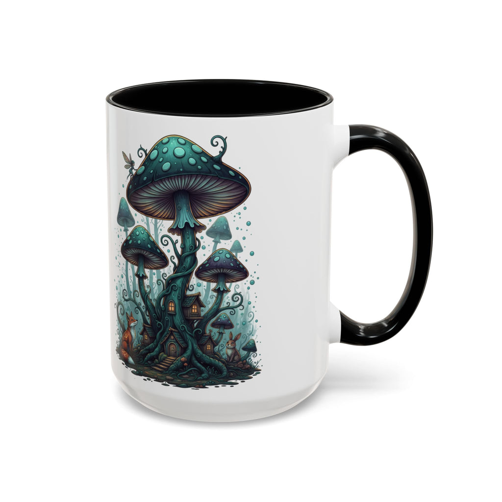 Enchanted Mushroom Cottage Coffee Mug — Fantasy Forest Accent Mug