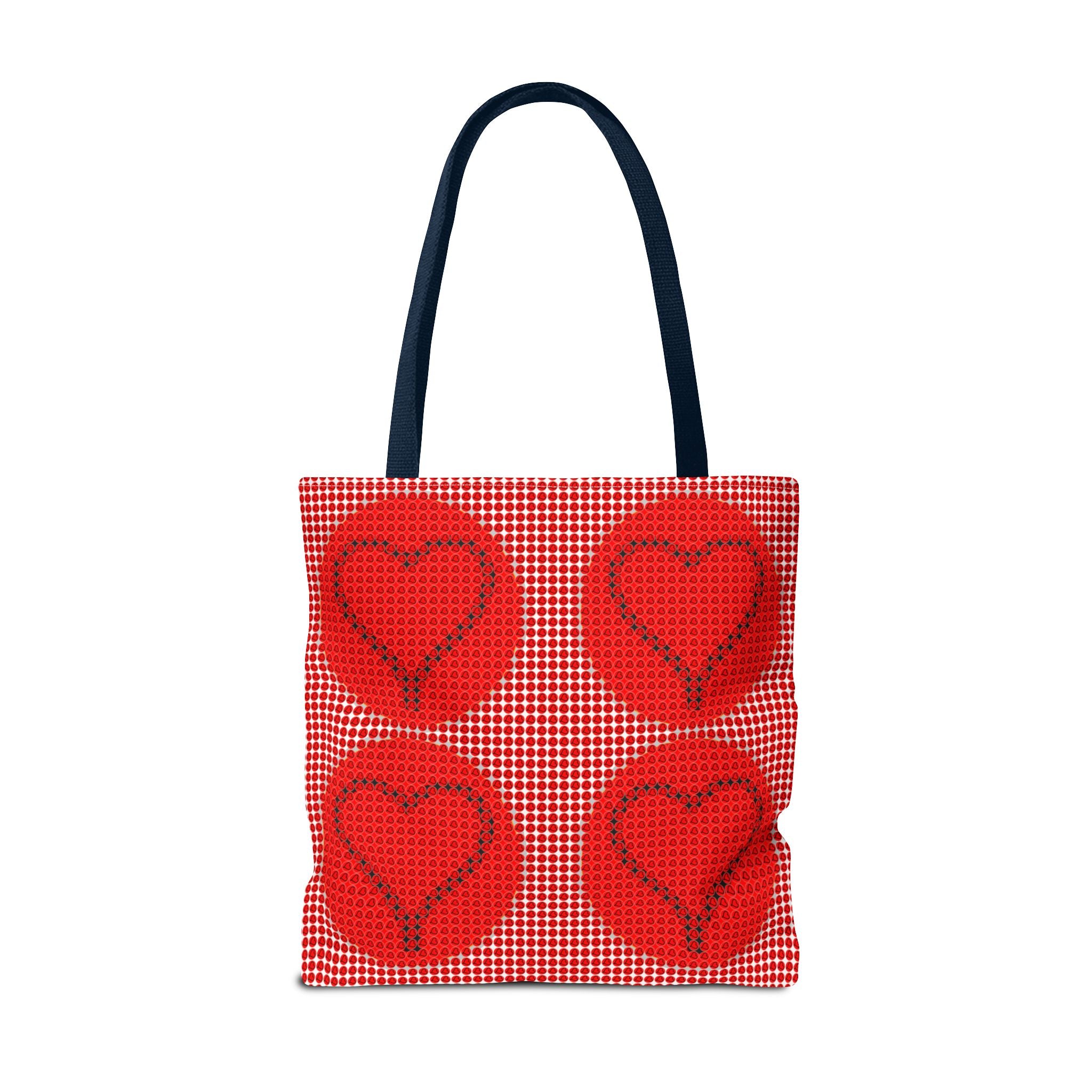 Heart Pattern Tote Bag — Red Valentine All-Over Print Canvas Tote