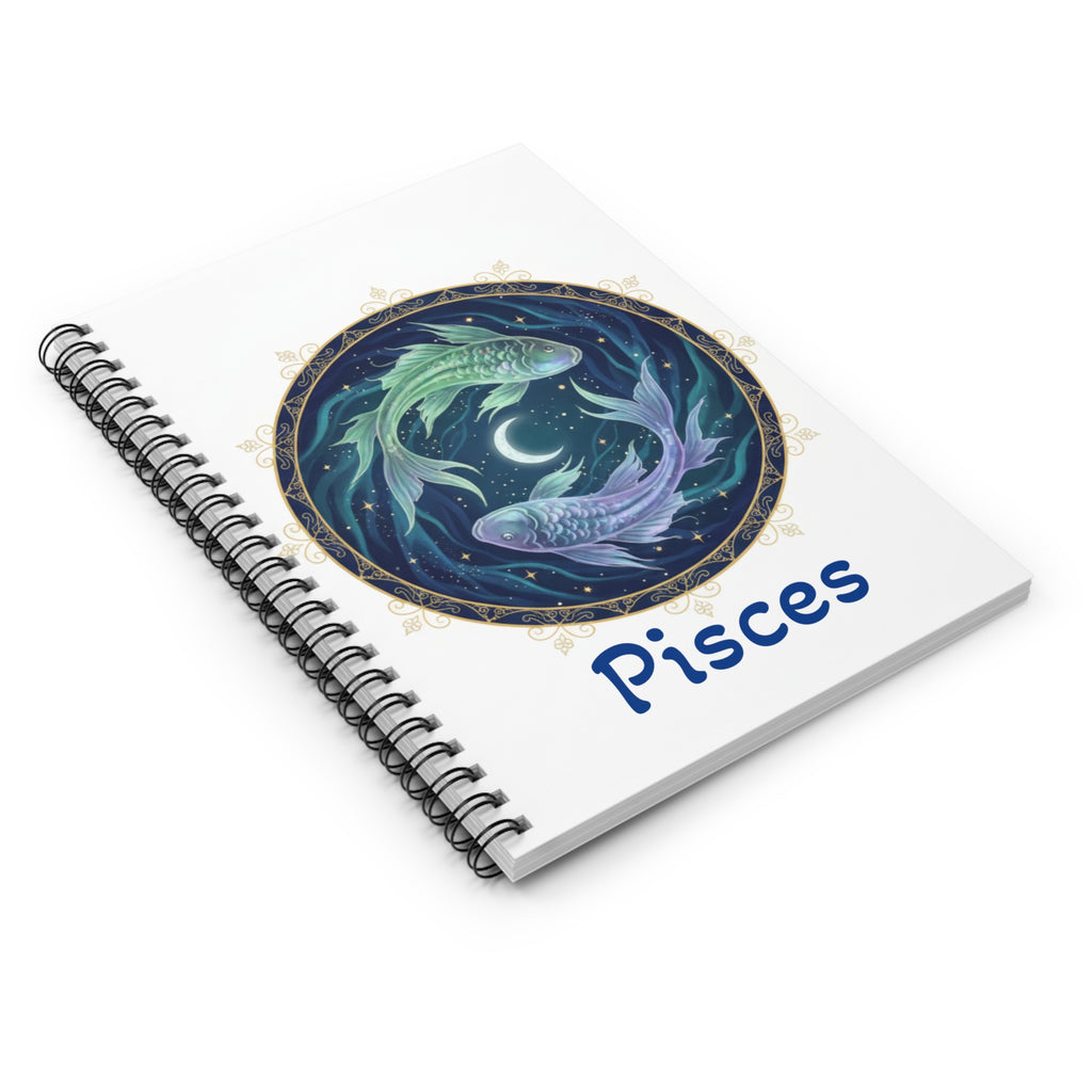 Koi Moon Spiral Notebook — Ruled Journal with Celestial Fish Design