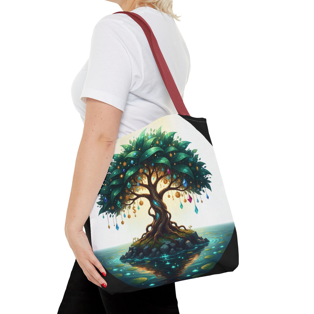 Enchanted Tree Tote Bag - Mystical Gem-Decorated Tree All-Over Print