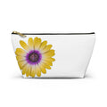 Yellow Purple Daisy Accessory Pouch — Floral Makeup Bag with T-Bottom