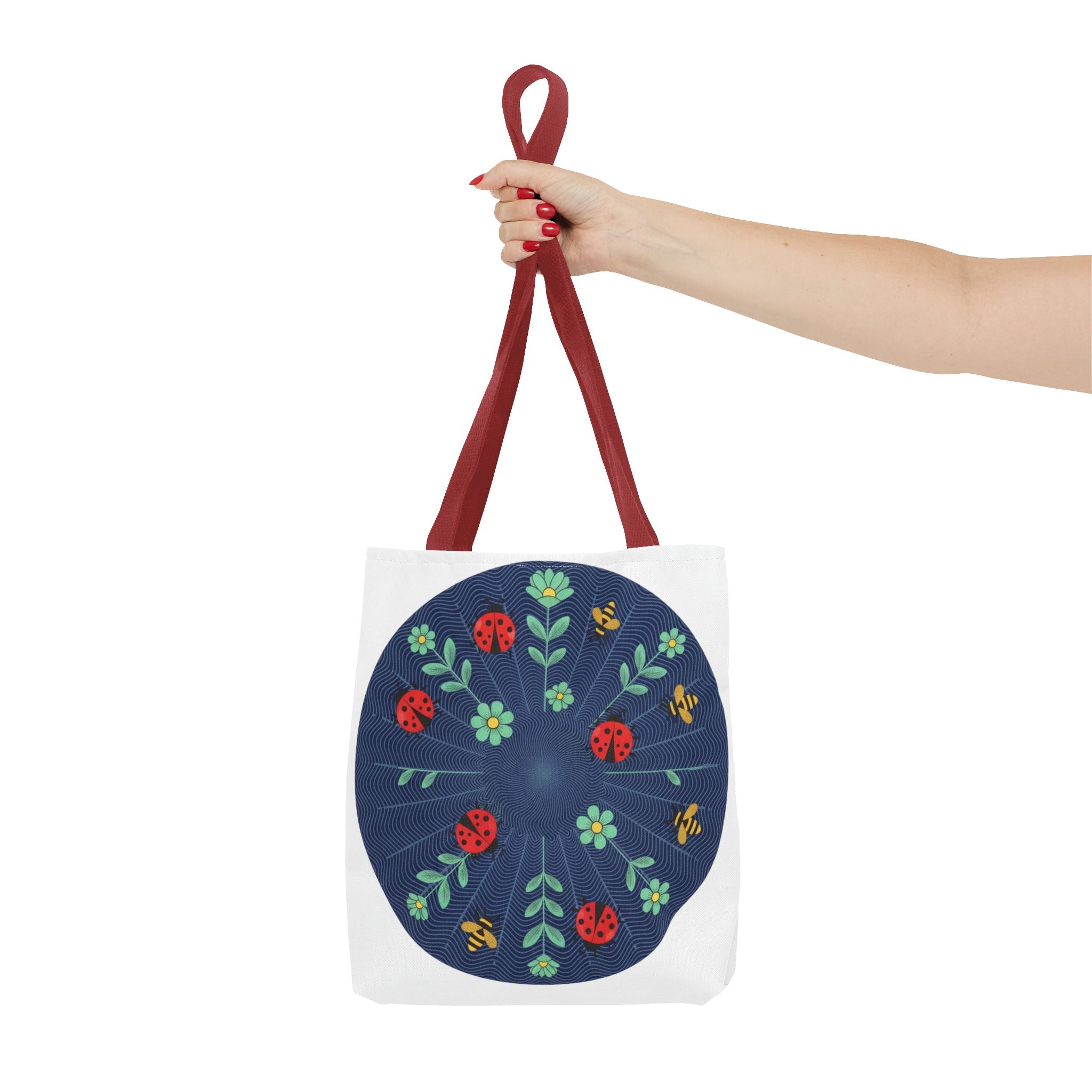 Ladybug Garden Tote Bag — Floral Circular Print AOP Tote