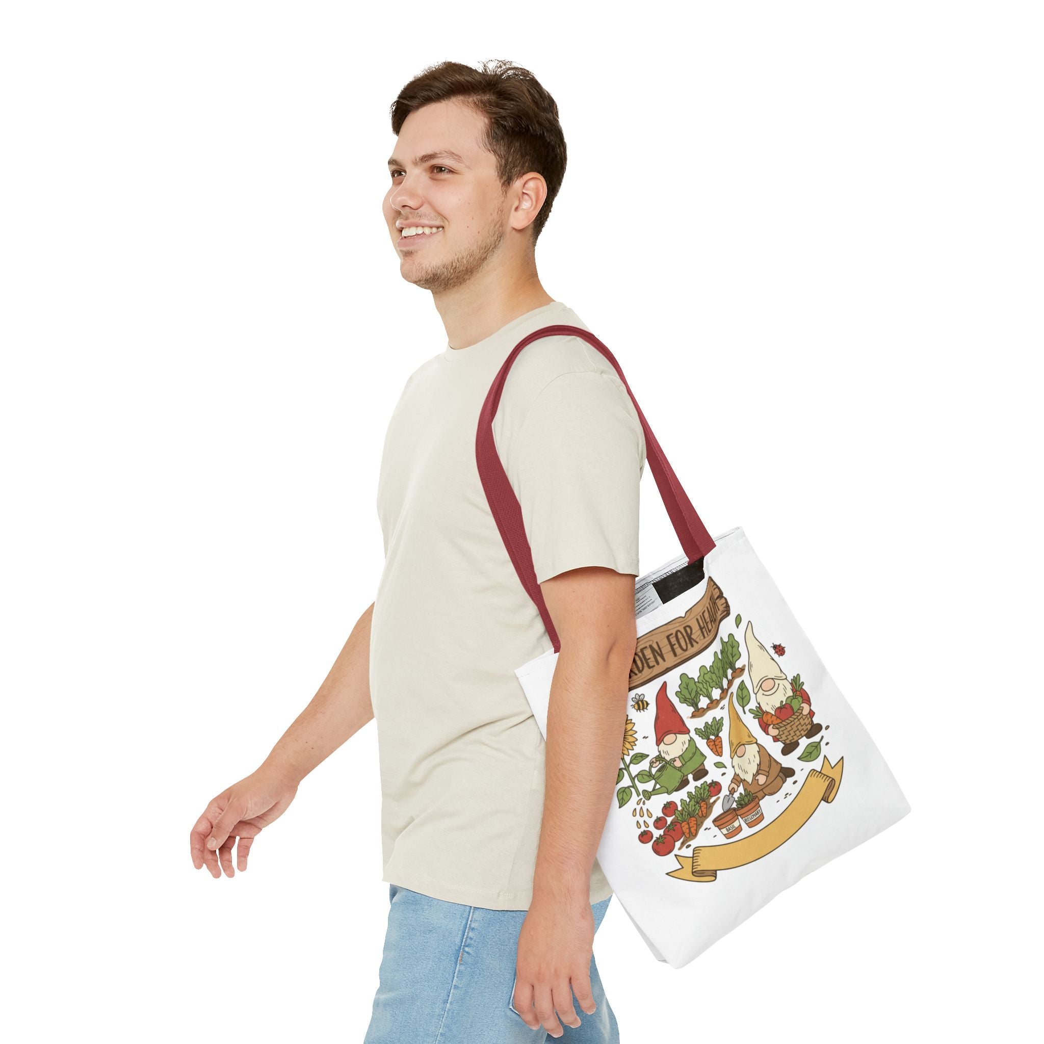 Garden Gnome Tote Bag - "Garden For Health" Cute Eco Shopper