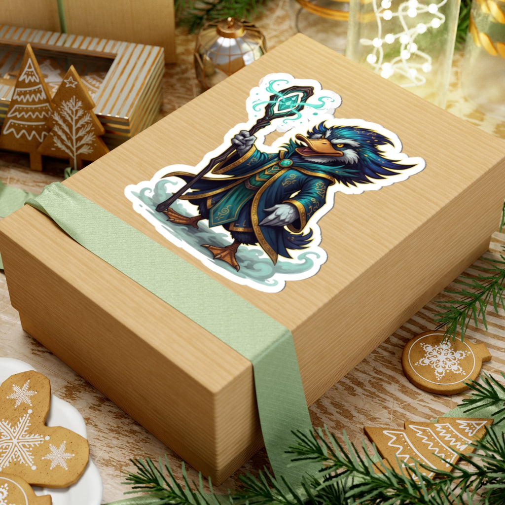 Arcane Duck Mage Sticker — Fantasy Wizard Kiss-Cut Vinyl