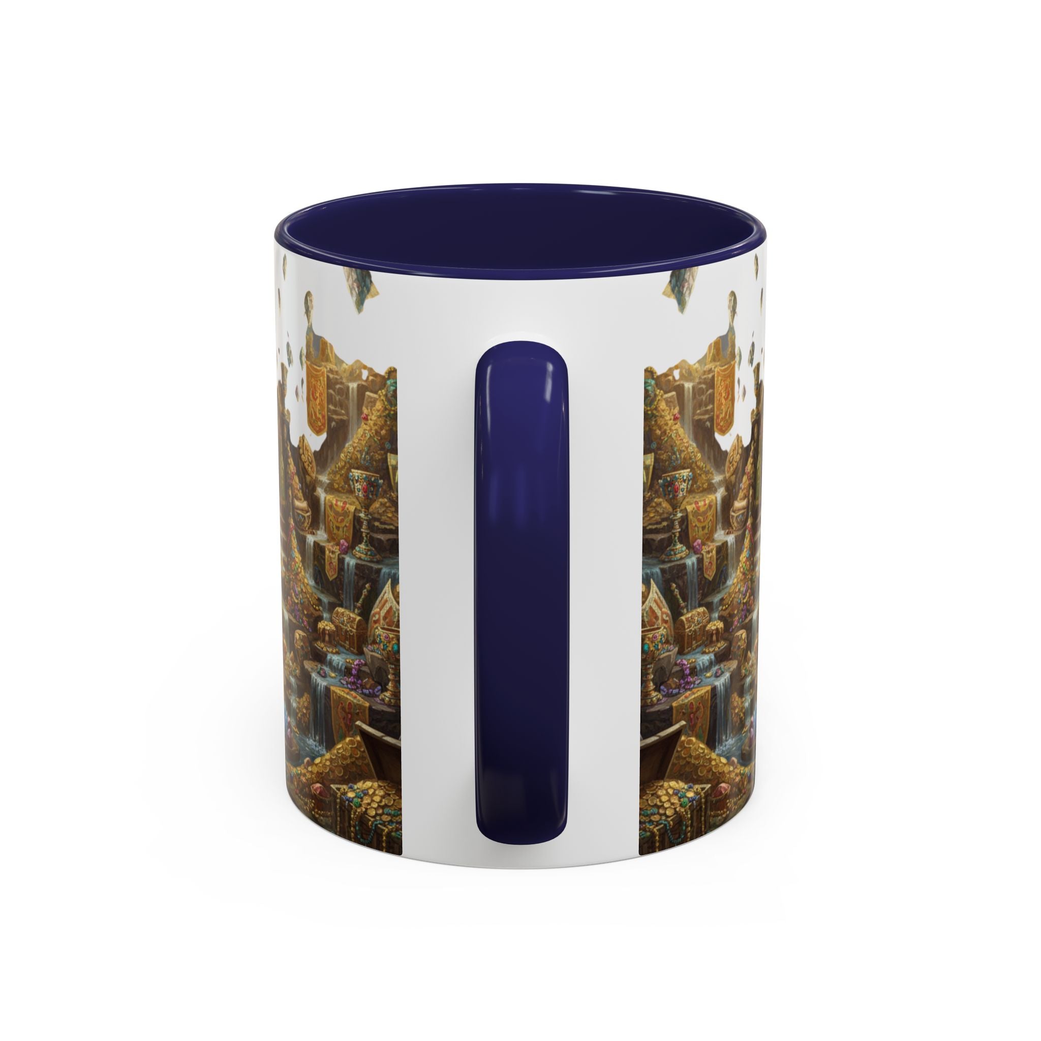 Dragon Hoard Accent Coffee Mug — Fantasy Treasure Landscape (11/15 oz)