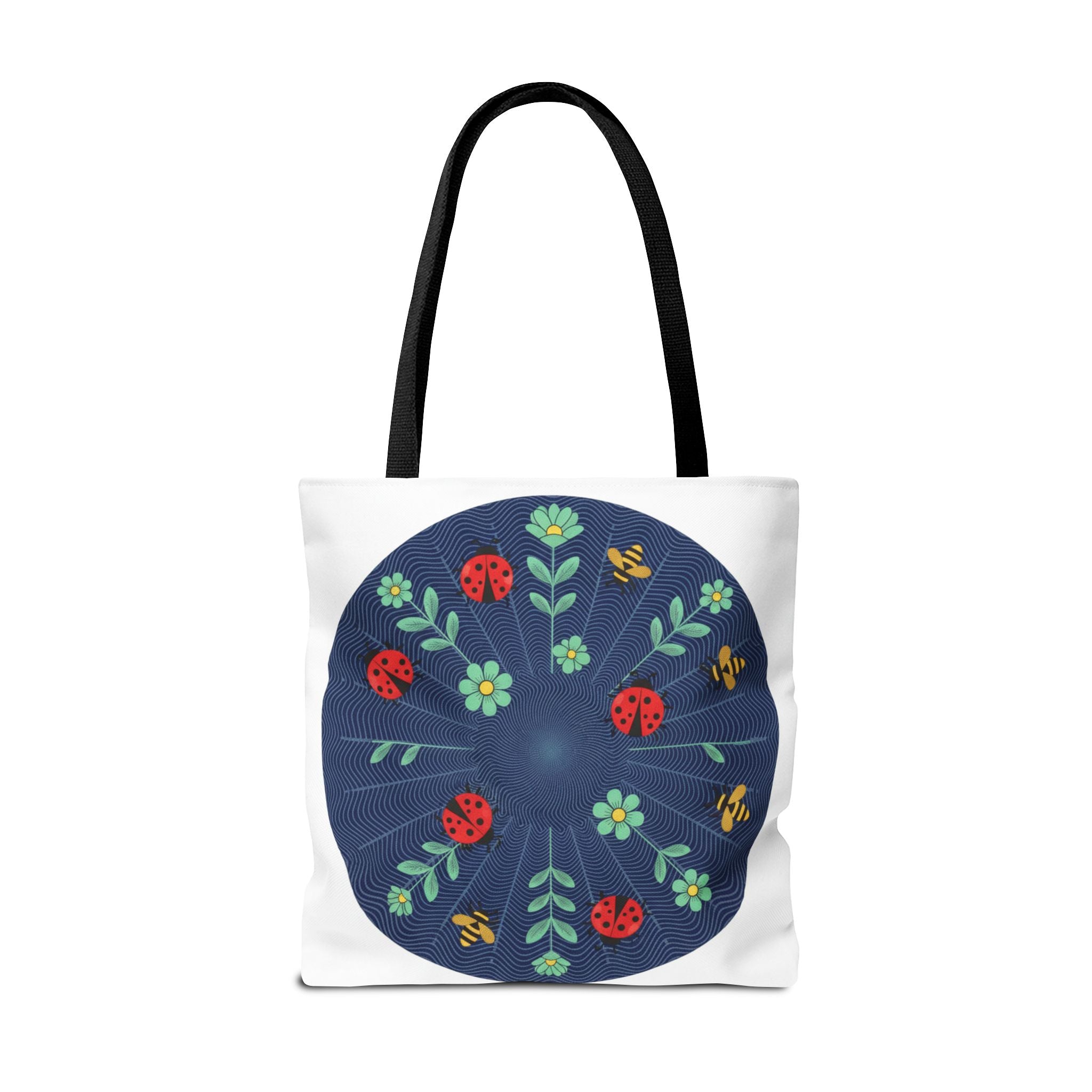 Ladybug Garden Tote Bag — Floral Circular Print AOP Tote