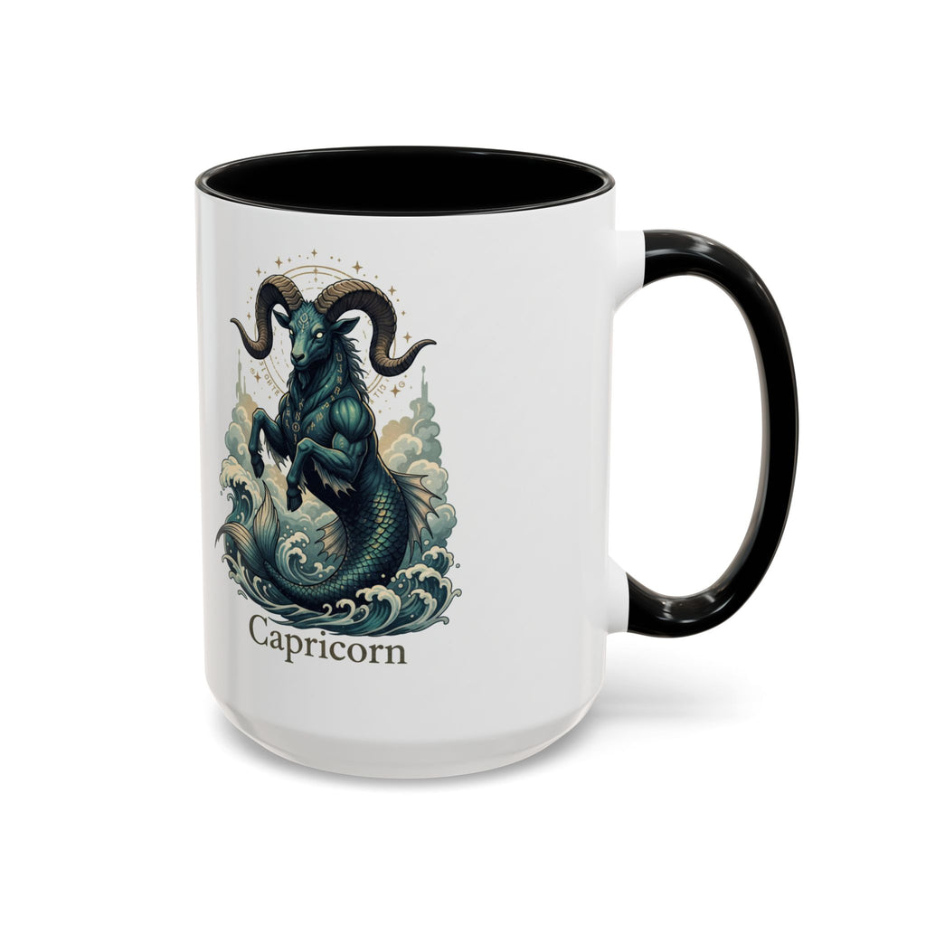 Capricorn Sea-Goat Accent Coffee Mug — Zodiac Astrology Ceramic Gift (11/15oz)