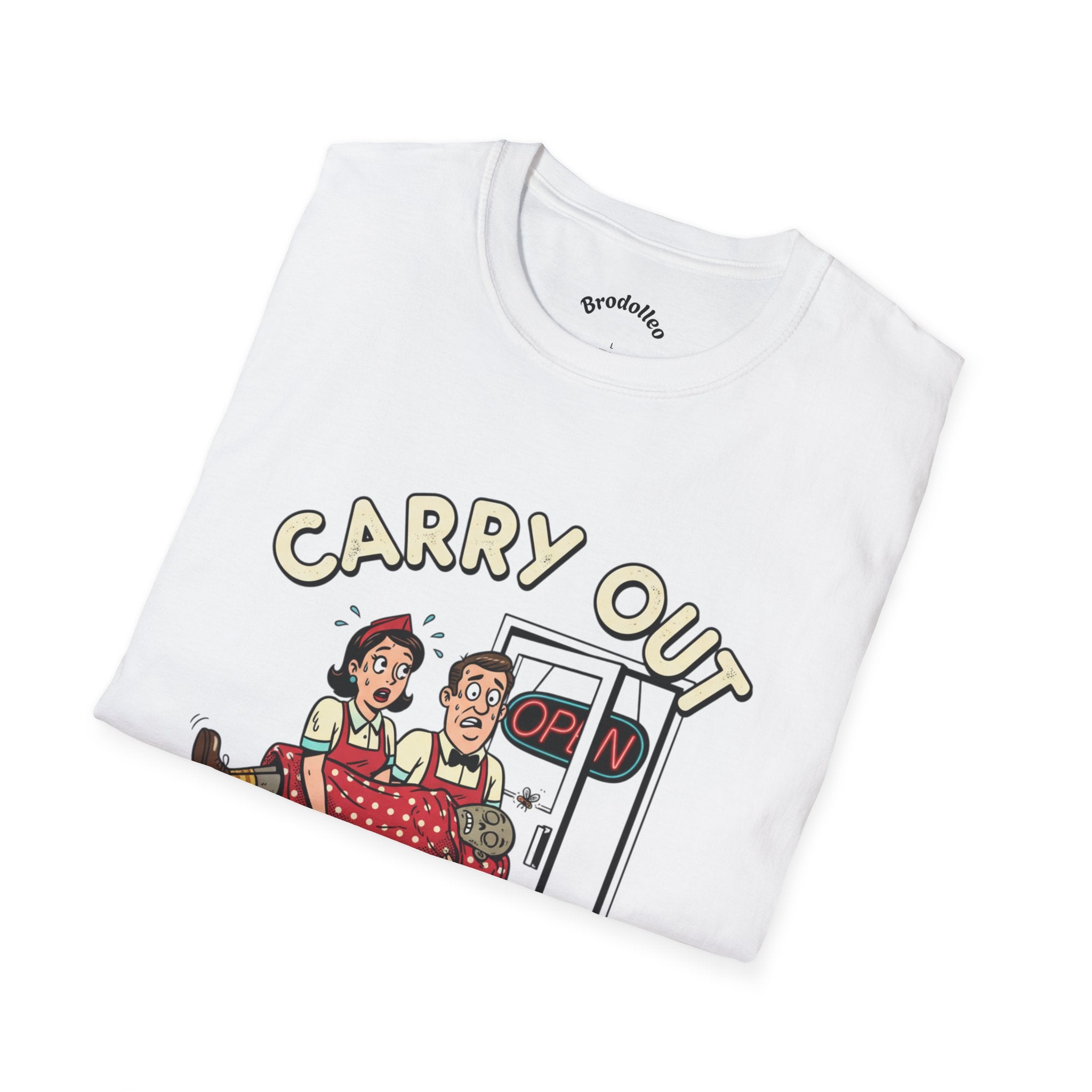 Carry Out T-Shirt — Retro 'Carry Out: Service With a Smile' Vintage Diner Tee