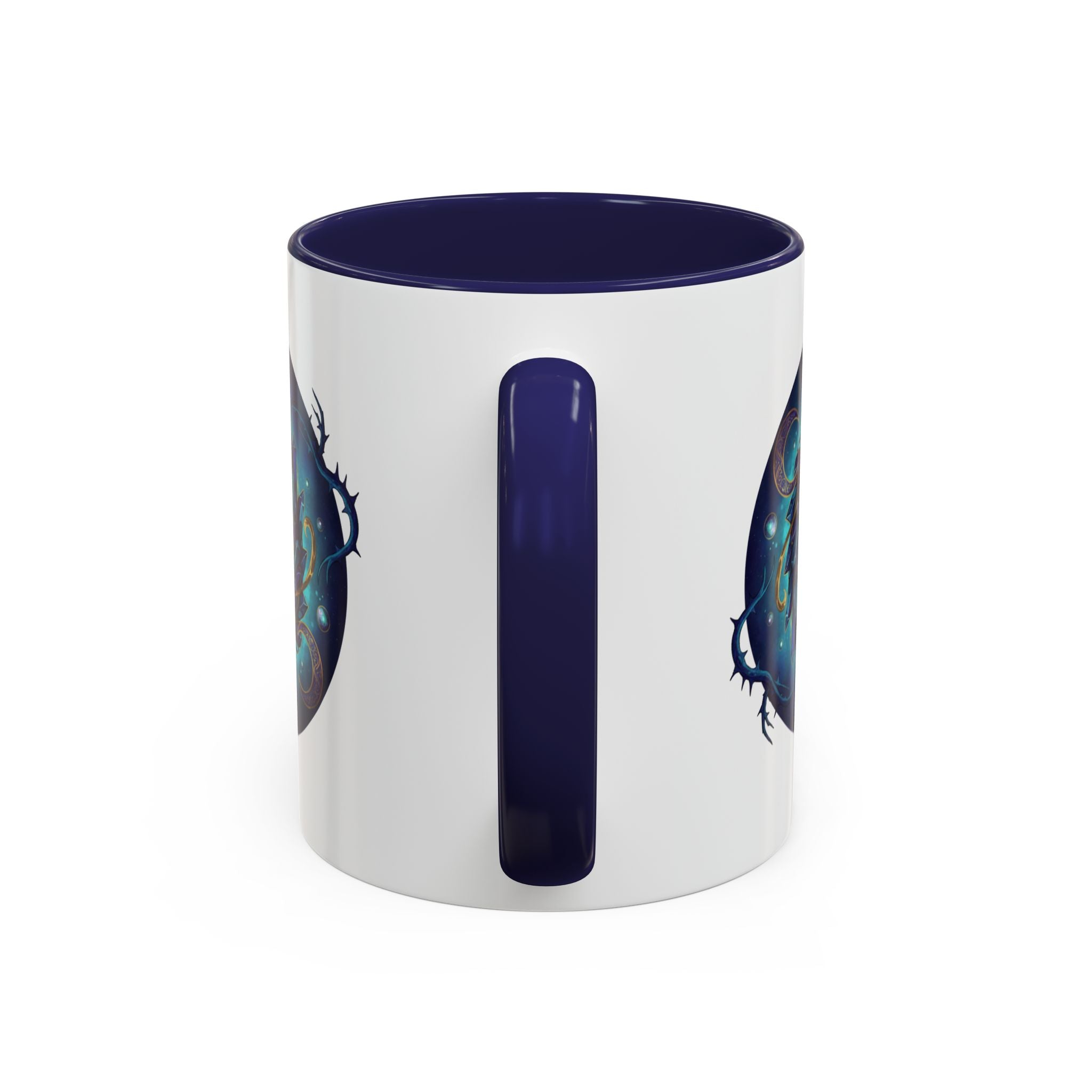 Galaxy Feather Spiral Accent Mug — Cosmic Boho Coffee Cup (11/15oz)