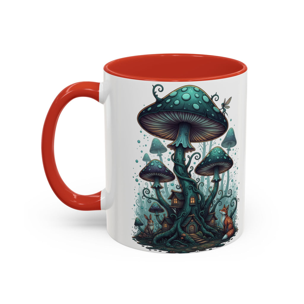 Enchanted Mushroom Cottage Coffee Mug — Fantasy Forest Accent Mug
