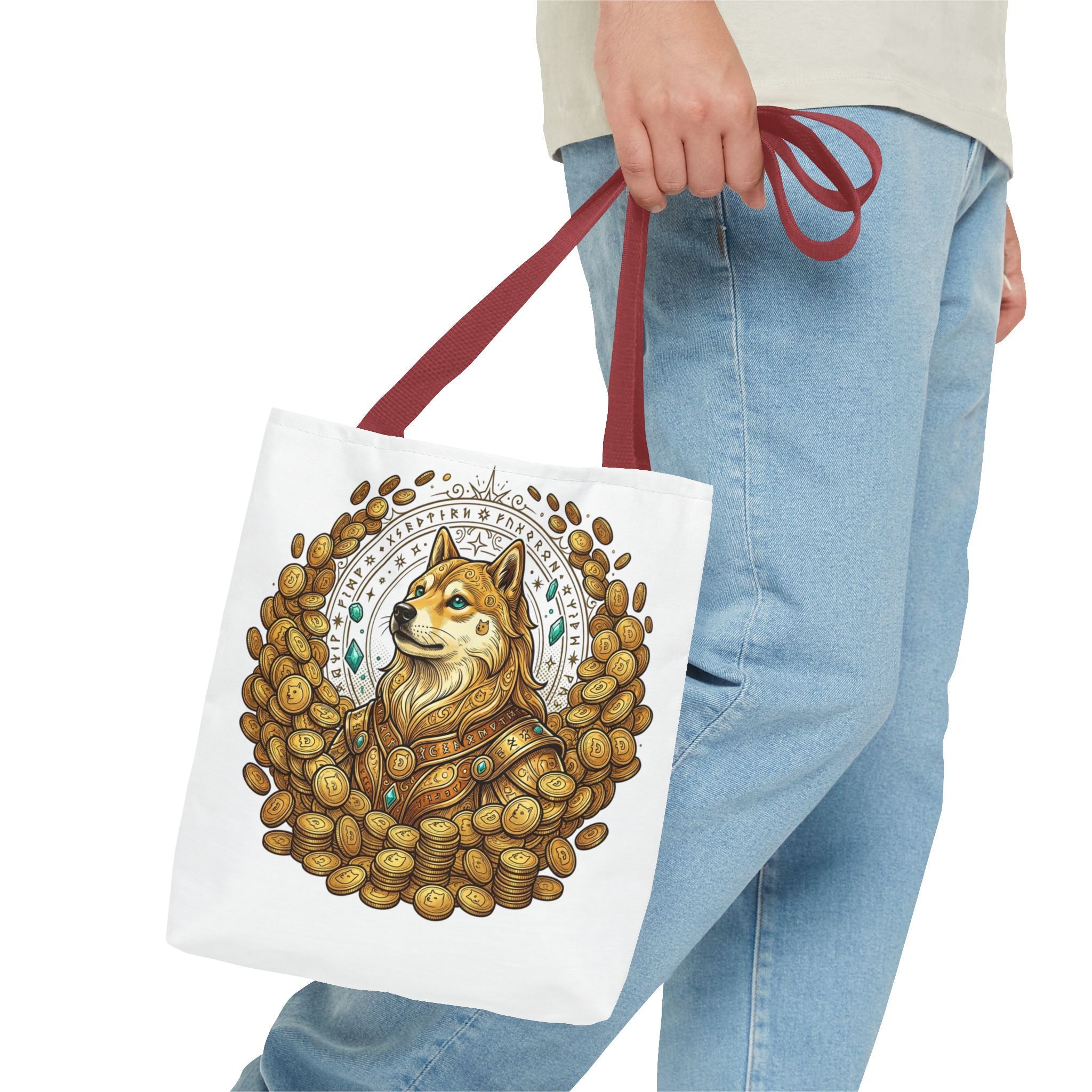Dogecoin Shiba Inu Coin Pile Tote Bag — Crypto Meme Art Tote