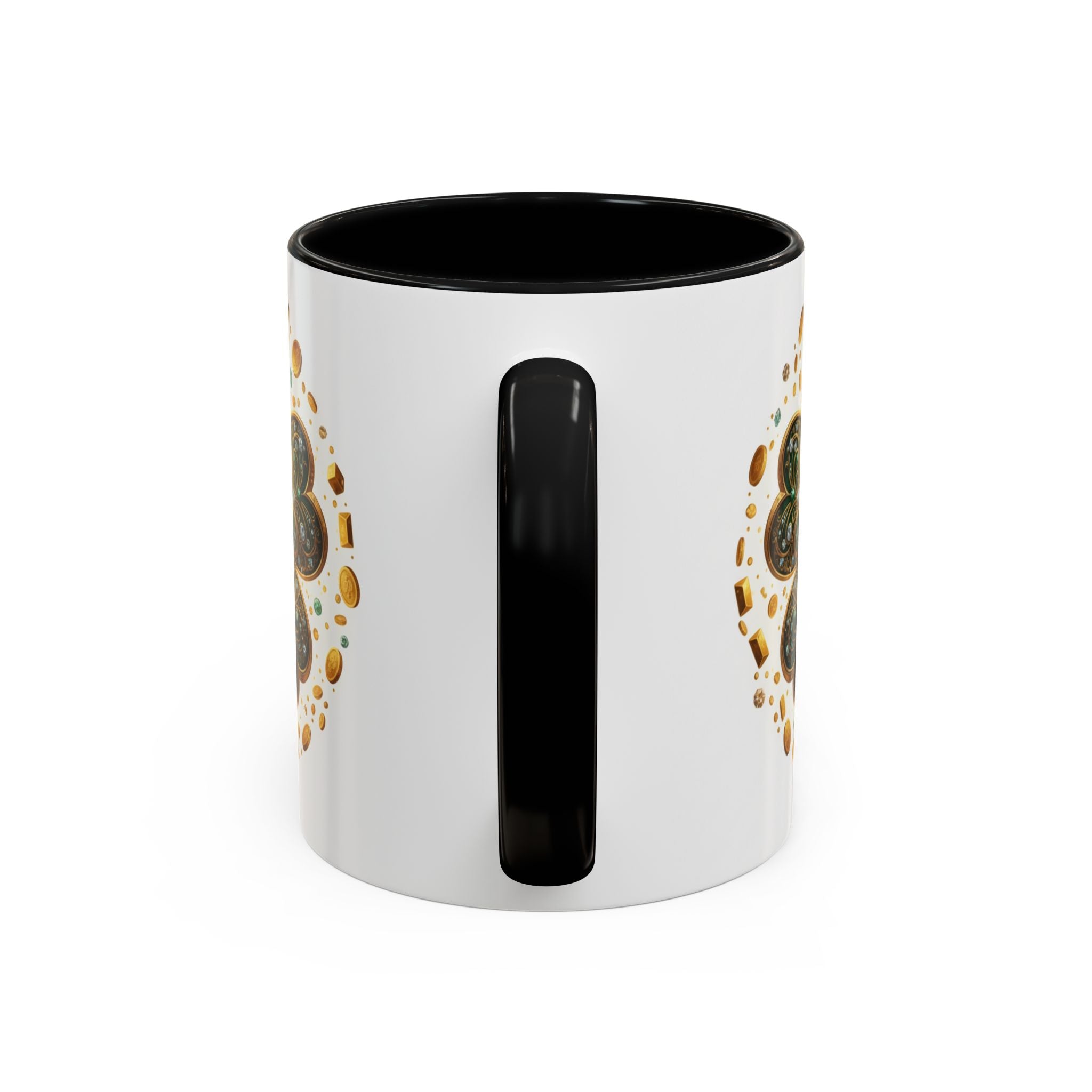 St. Patrick's Shamrock Coffee Mug — "Money Flows to Me" Lucky Charm Accent Mug