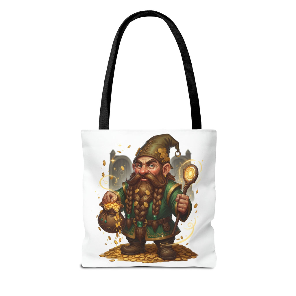 Gnome Goldkeeper Tote Bag – Fantasy Dwarf Coin Lover All-Over Print Tote