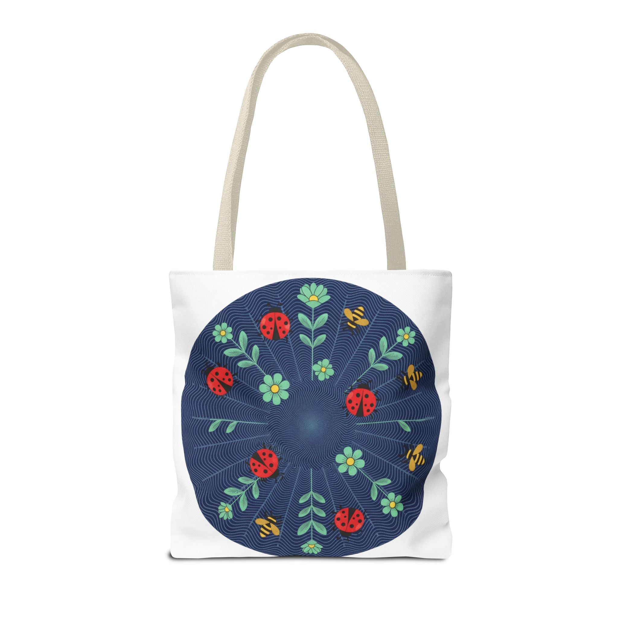 Ladybug Garden Tote Bag — Floral Circular Print AOP Tote