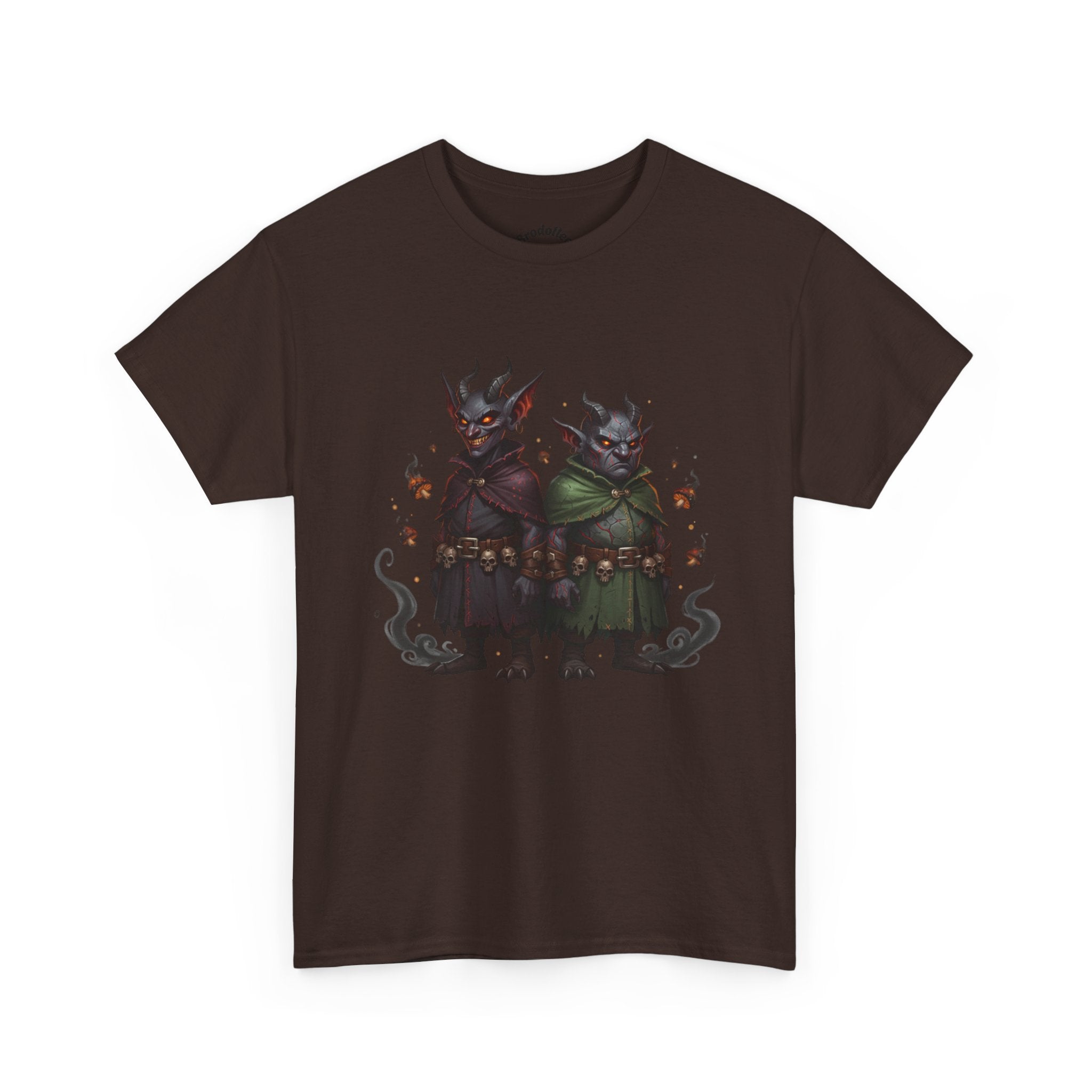 Demonic Twins Graphic Tee — Gothic Fantasy Demon Couple T-Shirt