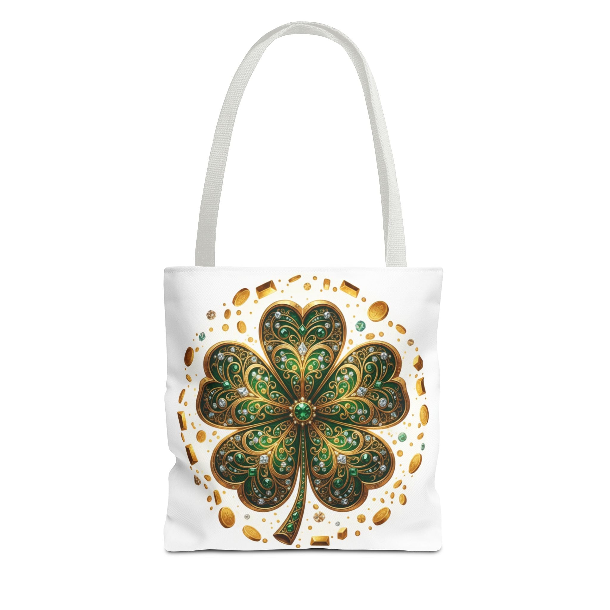 Celtic Shamrock Tote Bag — Green Four-Leaf Clover St. Patrick’s Day All-Over Print