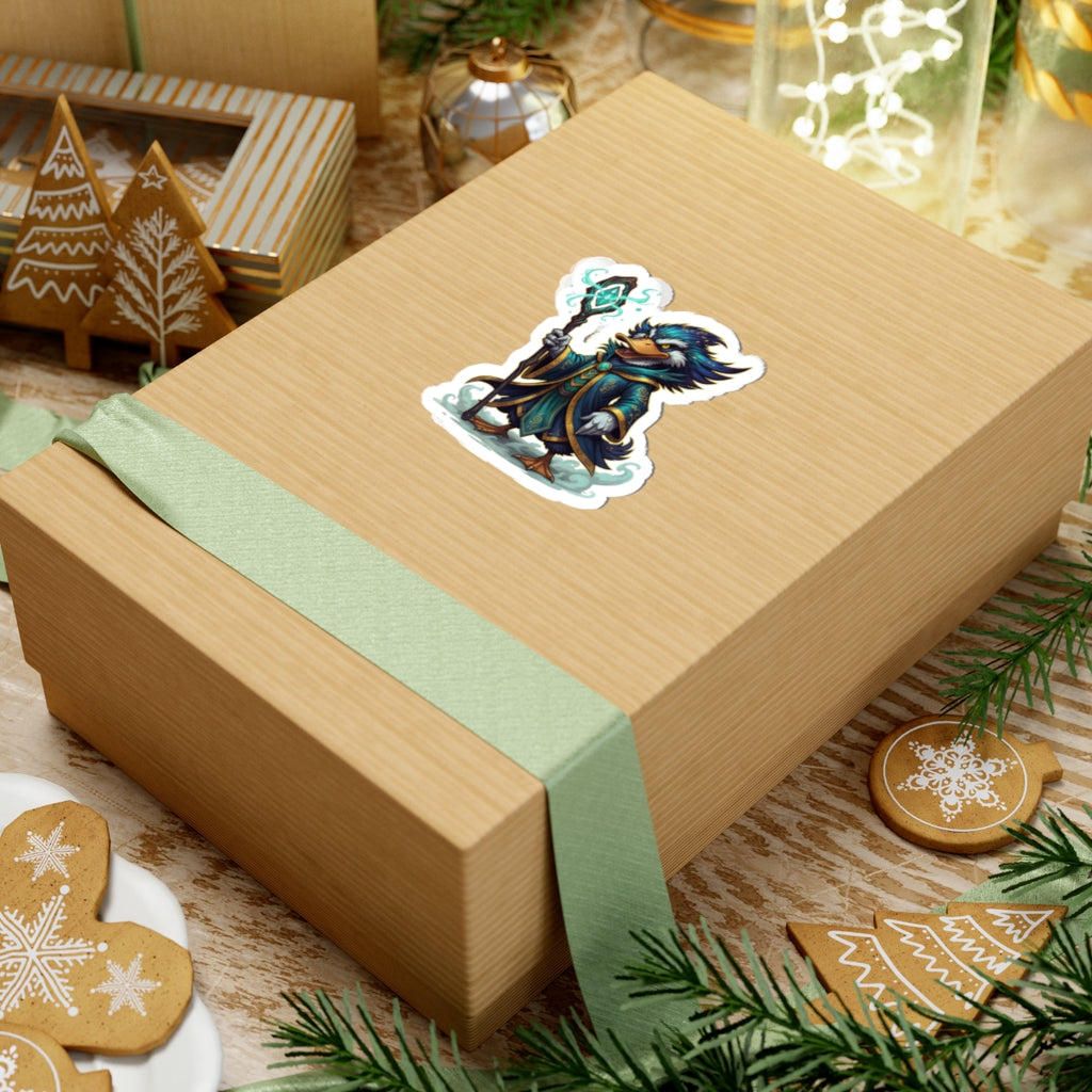 Arcane Duck Mage Sticker — Fantasy Wizard Kiss-Cut Vinyl