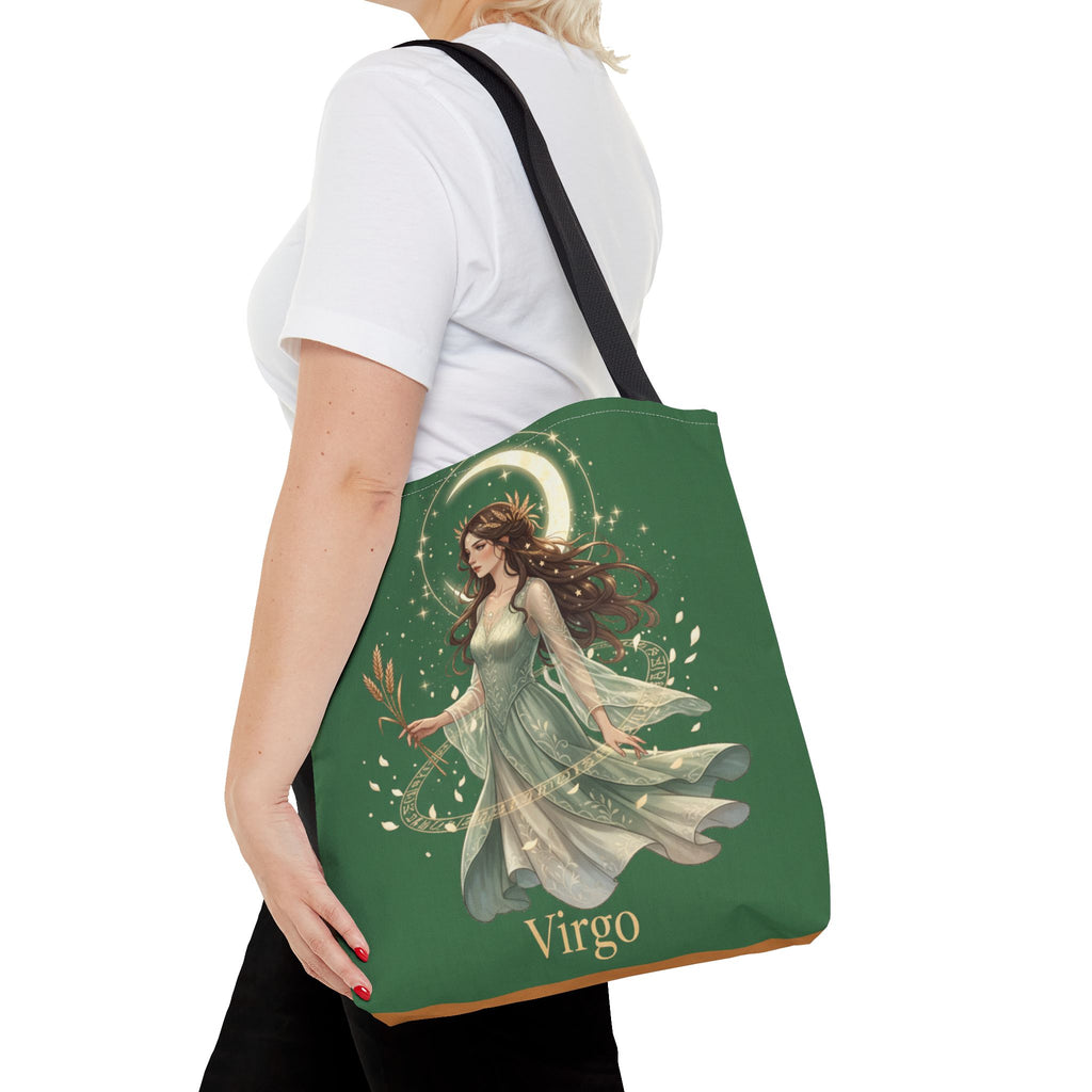 Mystic Moon Goddess Tote Bag — Ethereal Green All-Over Print Tote