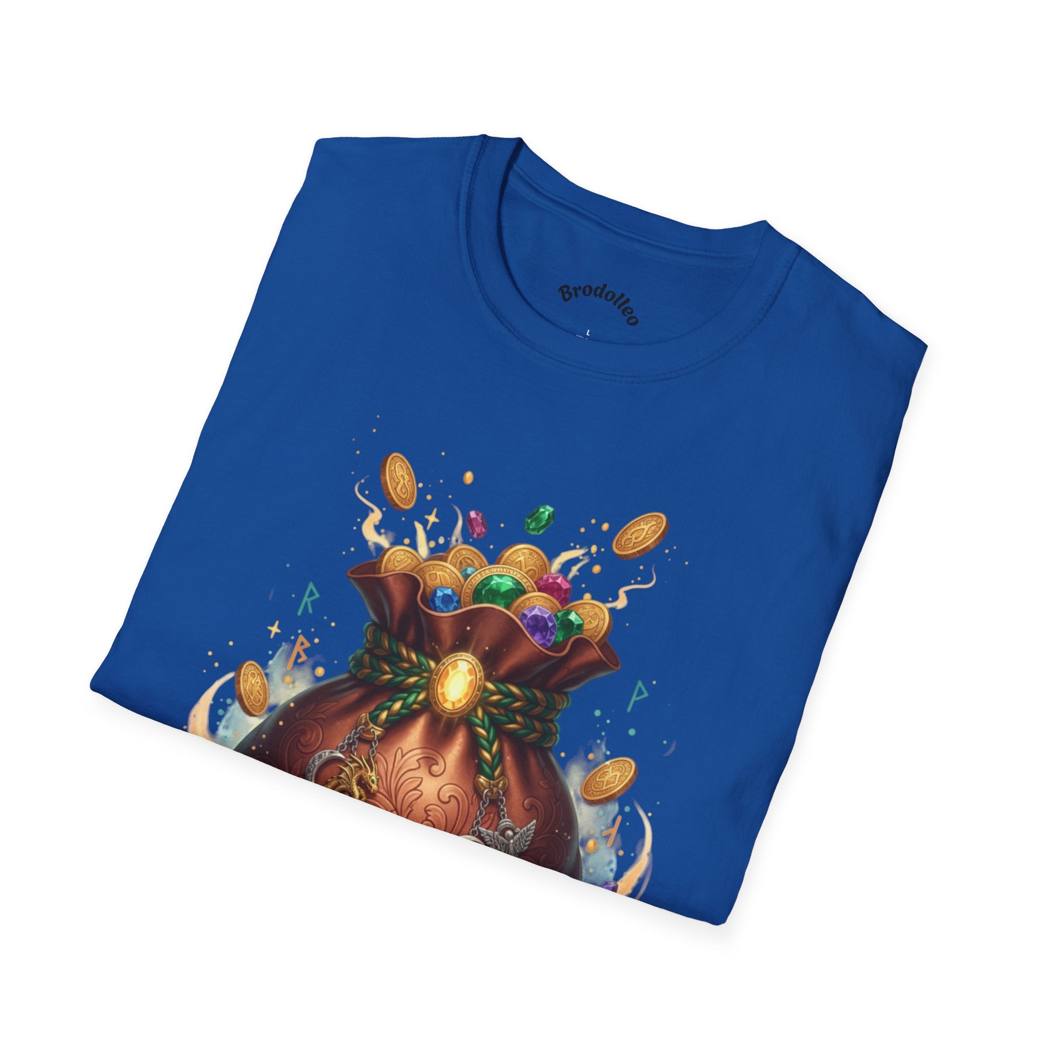 Treasure Pouch T-Shirt — Gold Coins & Gems Fantasy Graphic Tee