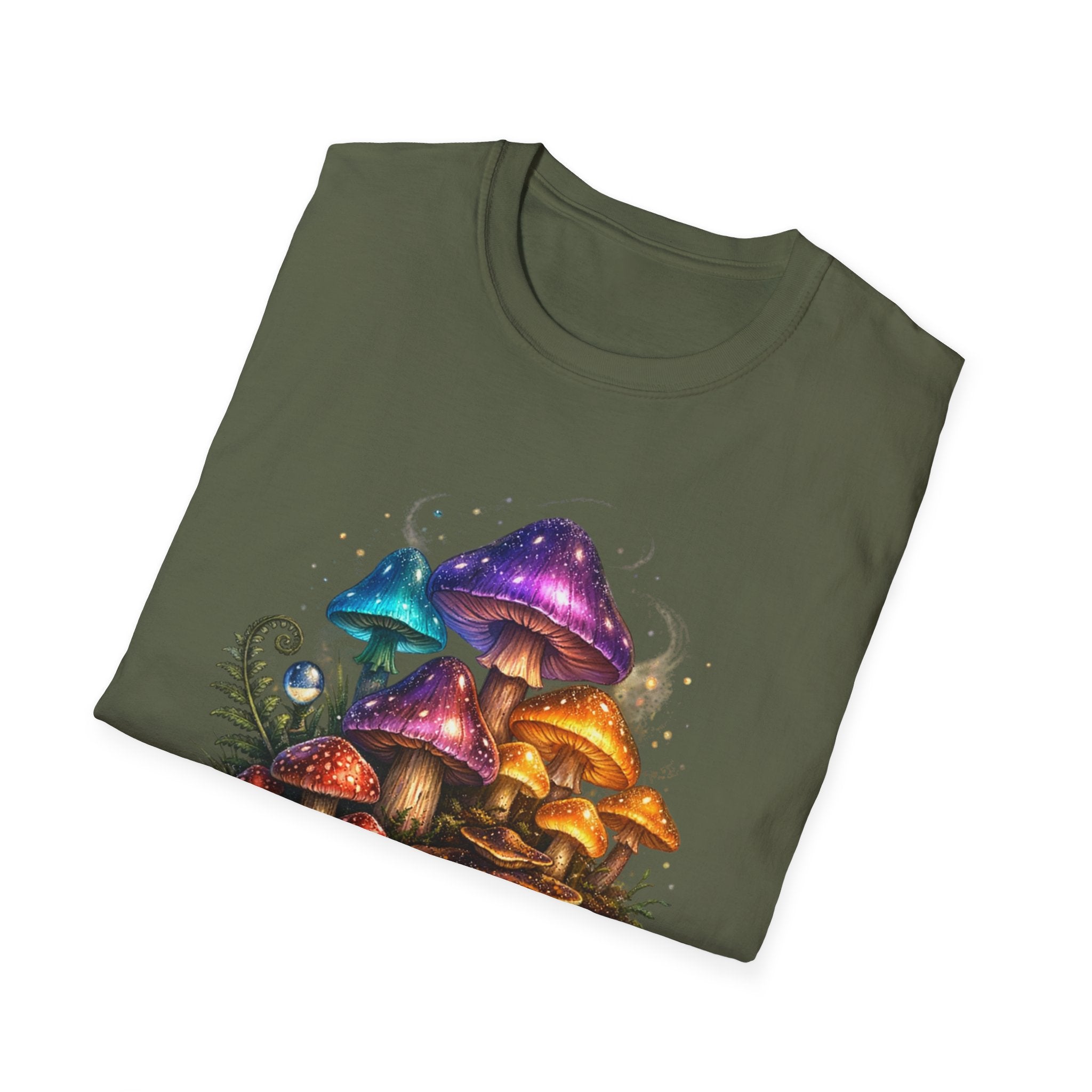 Mushroom Grove Graphic T-Shirt — Colorful Fantasy Fungi Design