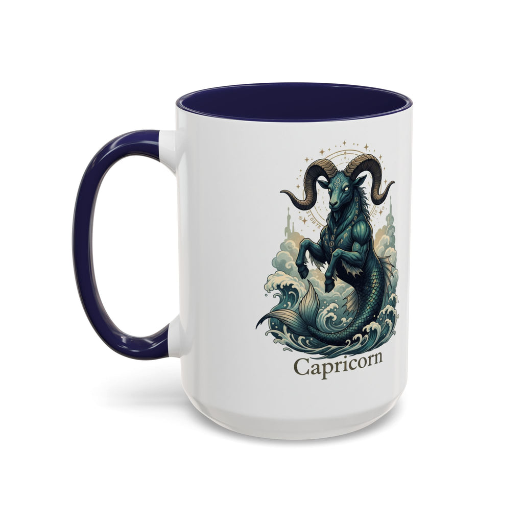 Capricorn Sea-Goat Accent Coffee Mug — Zodiac Astrology Ceramic Gift (11/15oz)