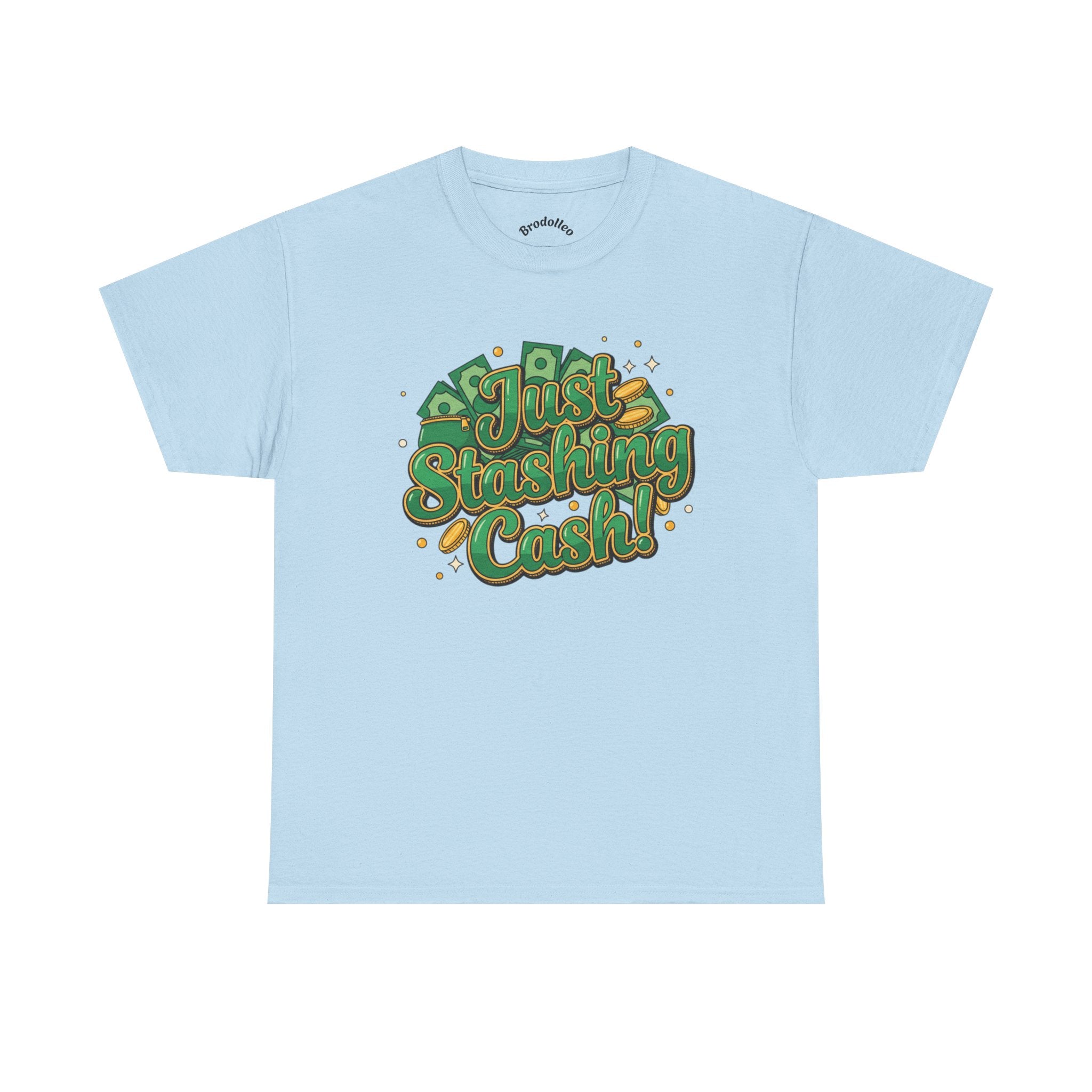 T‑Shirt — “Just Stashing Cash!” Retro Script Money Graphic Tee