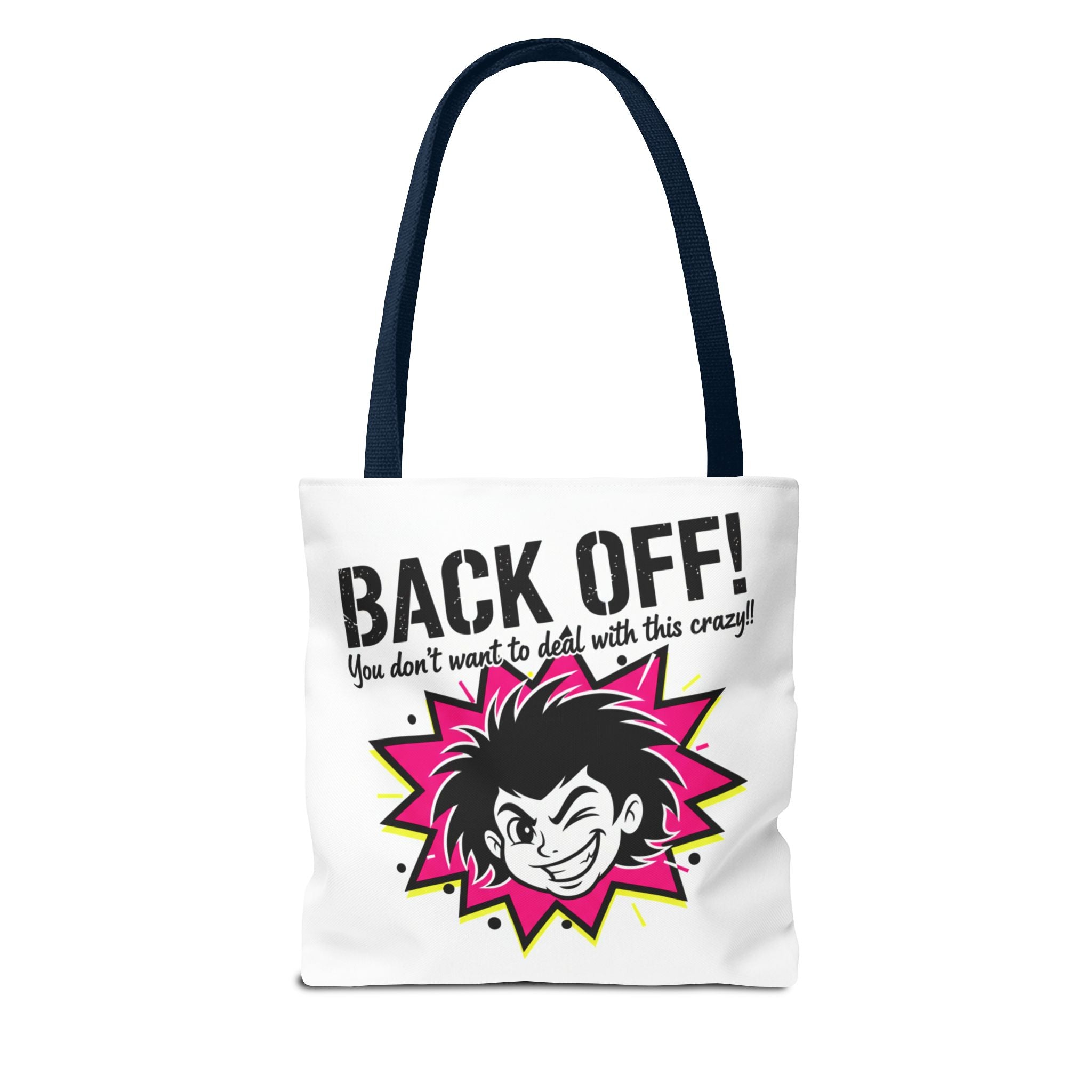 Back Off! Graphic Tote Bag — Funny Retro Punk Design