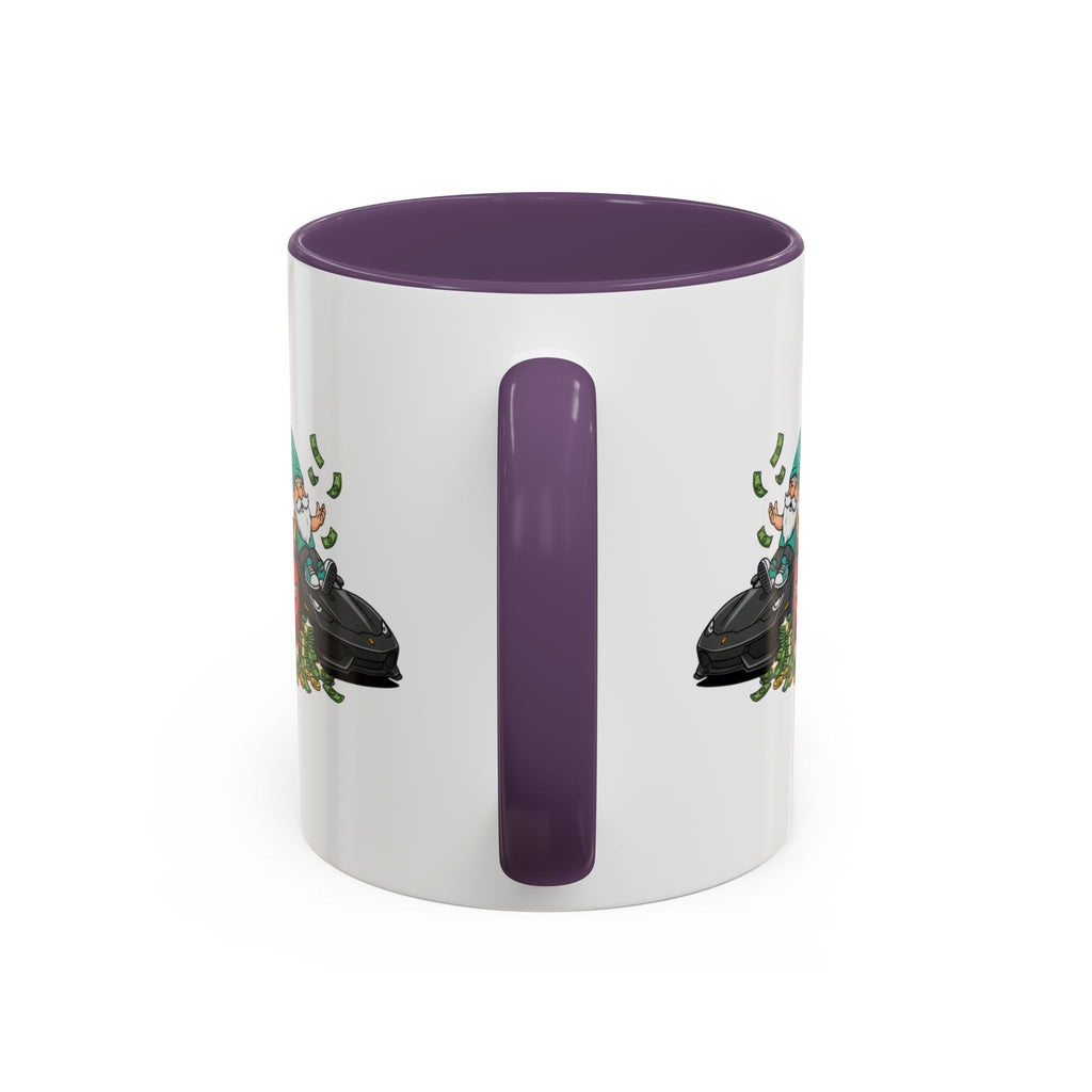 Gnome Car Crew Accent Coffee Mug — Racing Gnomes with Sports Cars (11/15oz)