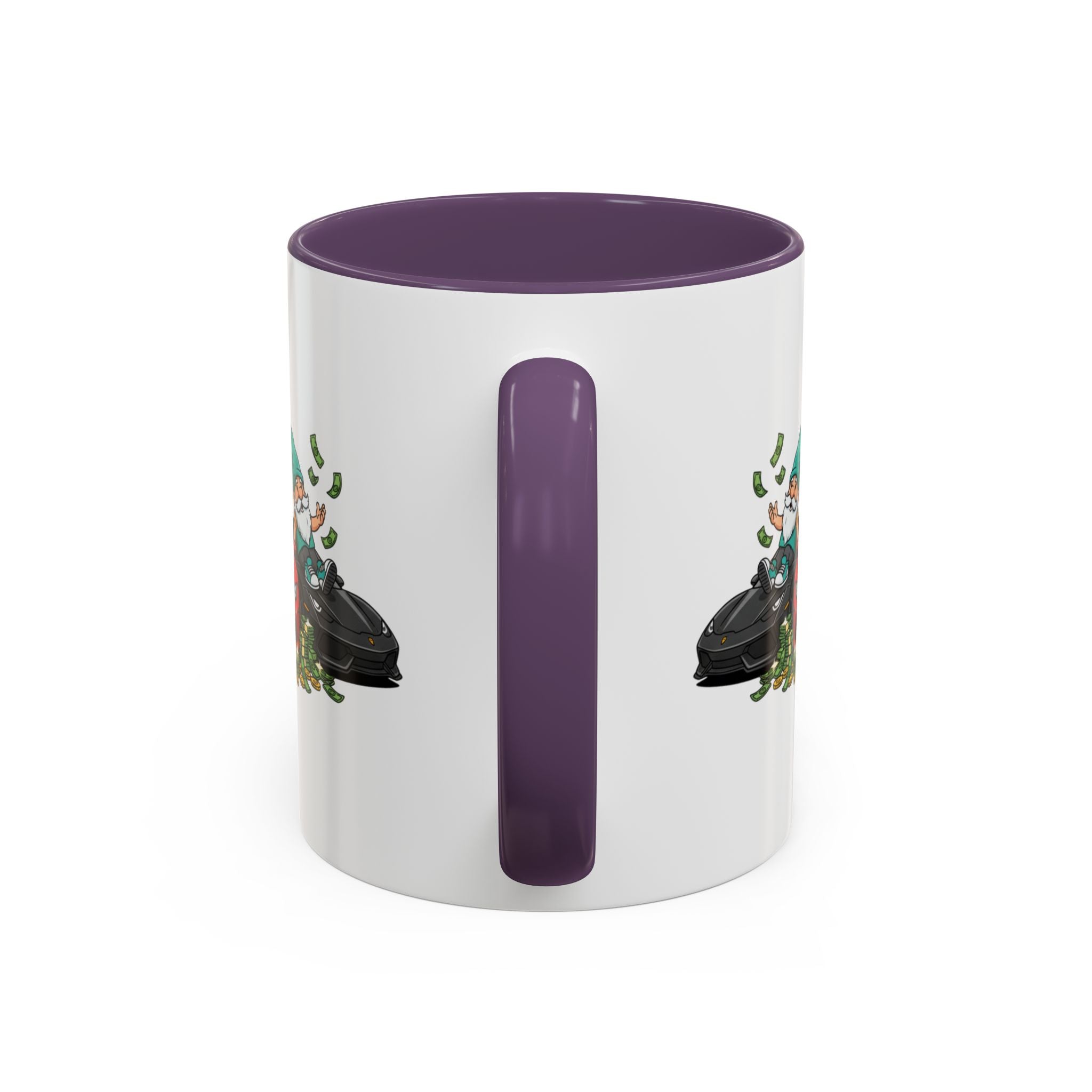 Gnome Car Crew Accent Coffee Mug — Racing Gnomes with Sports Cars (11/15oz)