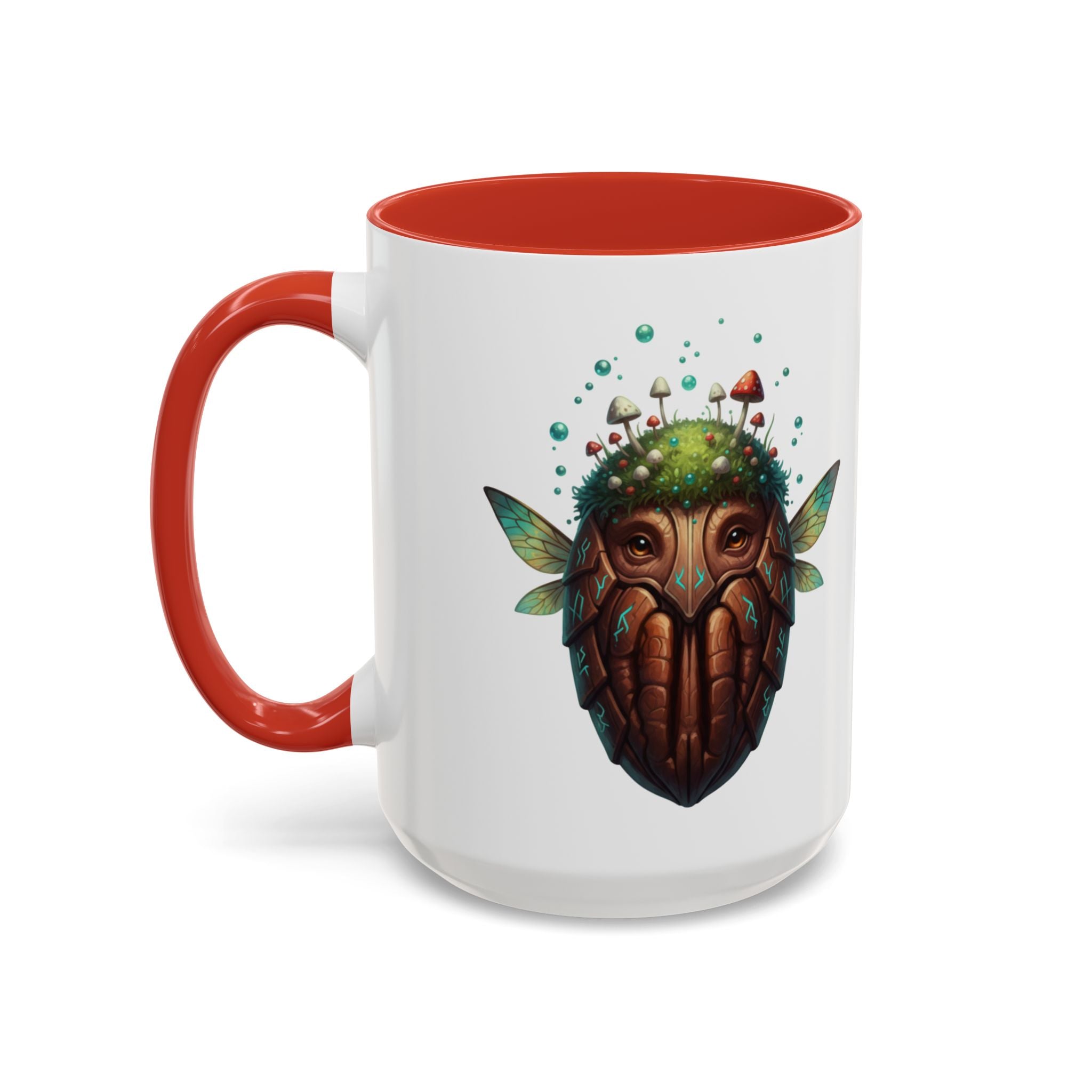 Mushroom Forest Mask Accent Coffee Mug — Fantasy Woodland Creature 11/15oz