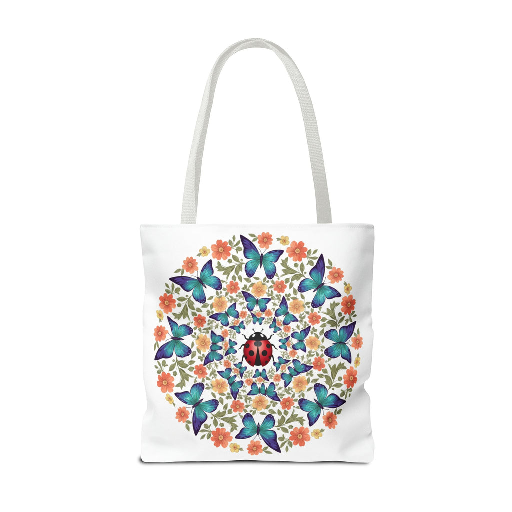 Butterfly & Ladybug Floral Tote Bag – Boho Mandala AOP Beach & Market Bag