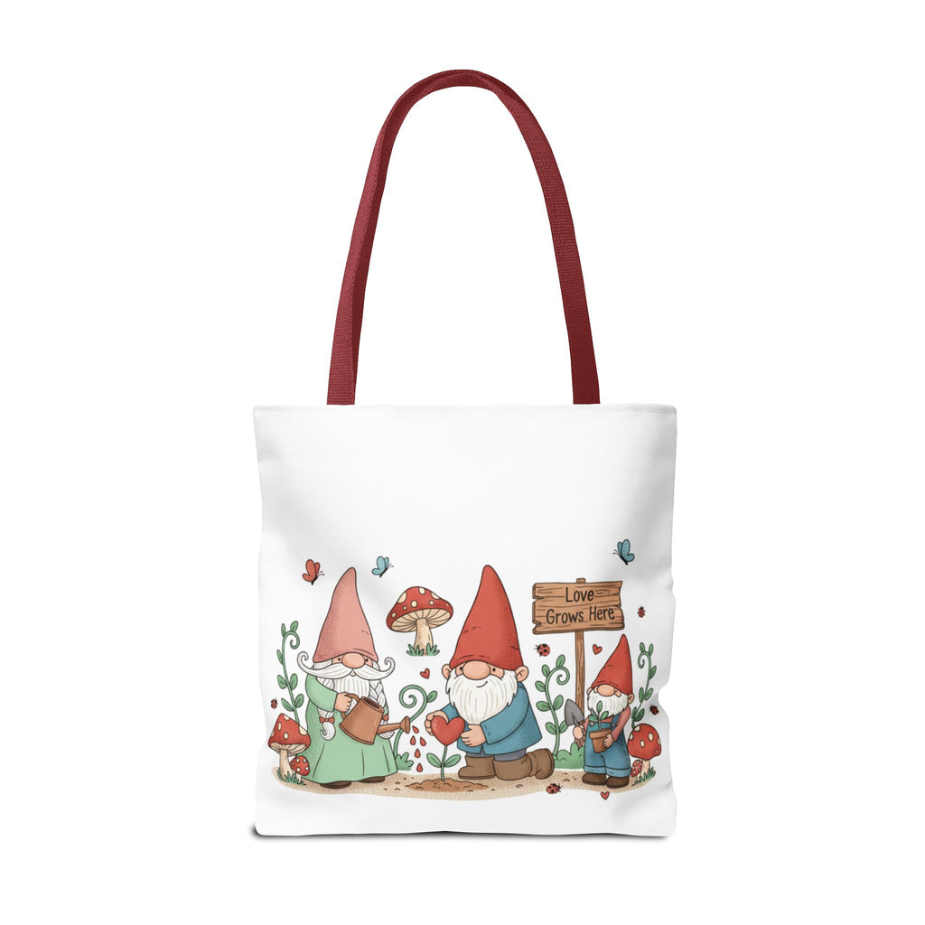Gnome Garden Tote Bag — Cute Gardening Gnomes "Love Grows Here" Canvas Tote