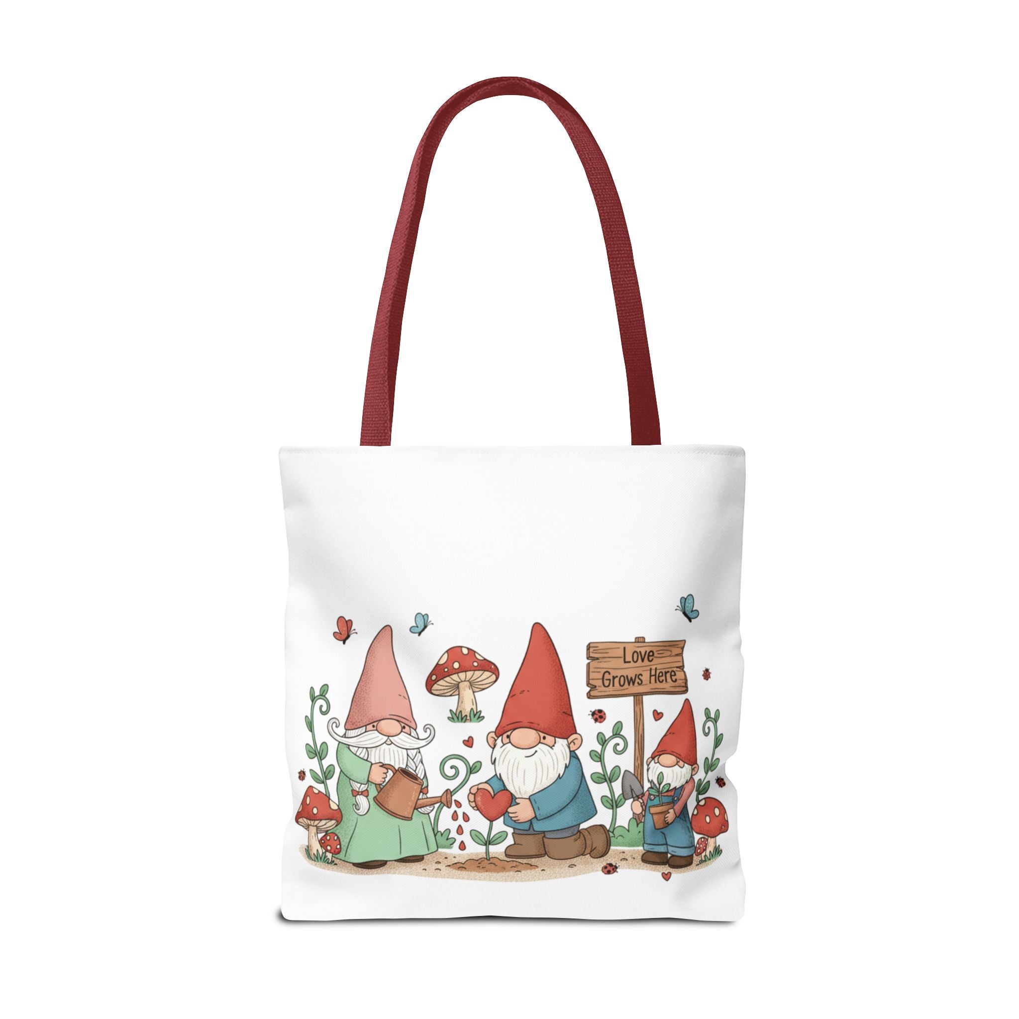Gnome Garden Tote Bag — Cute Gardening Gnomes "Love Grows Here" Canvas Tote