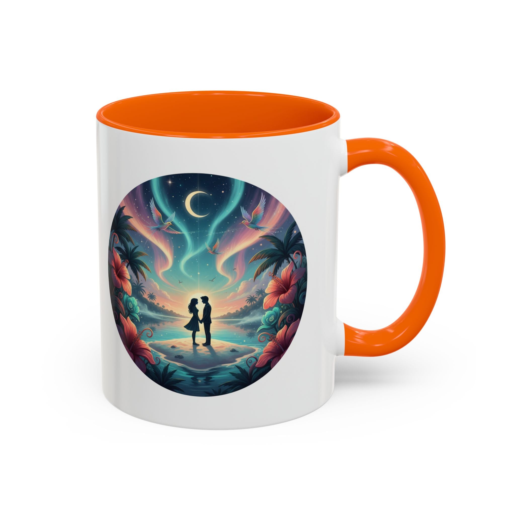 Tropical Sunset Coffee Mug — Romantic Beach Couple Accent Mug (11/15 oz)