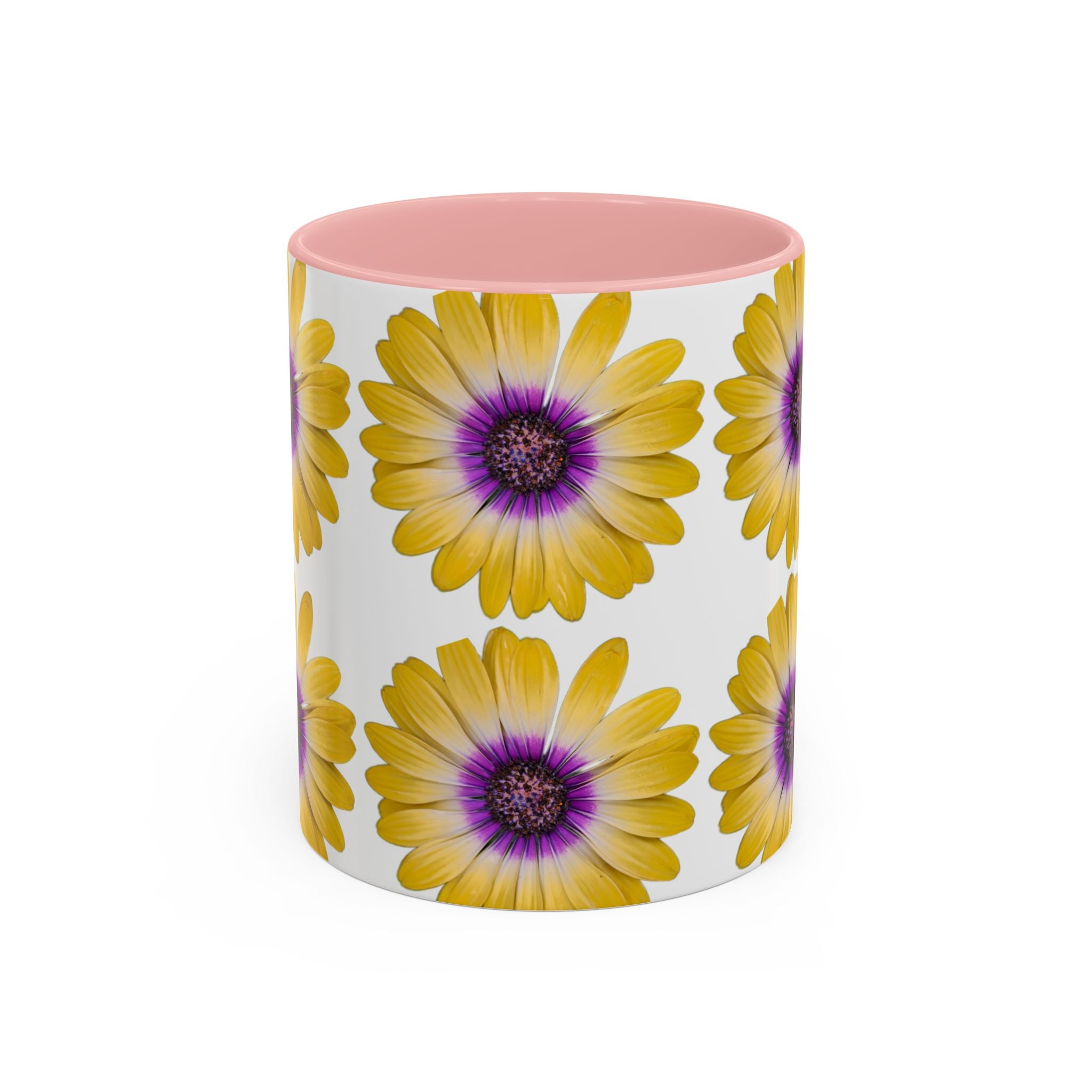 Yellow Purple Daisy Accent Coffee Mug – Floral Pattern 11/15oz