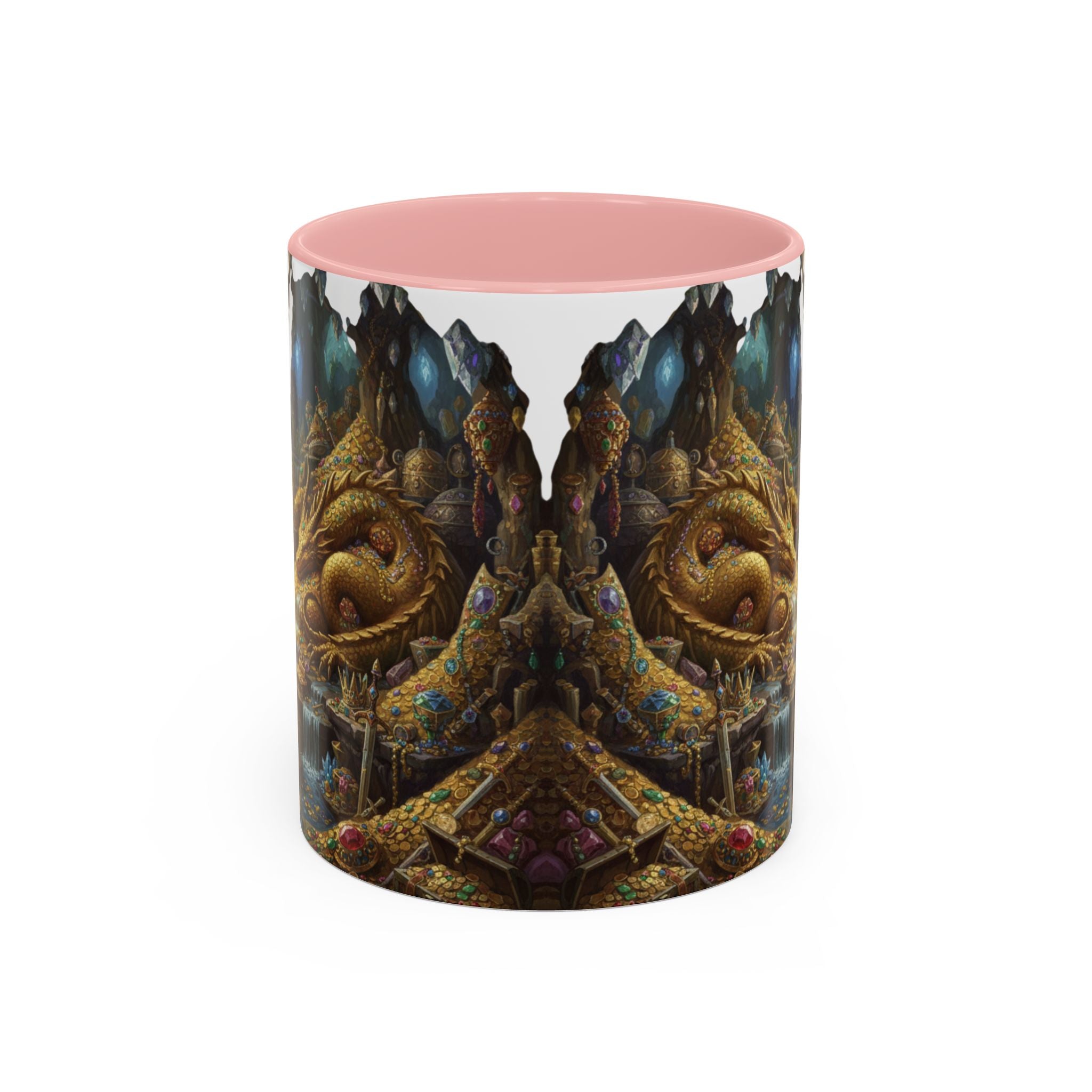 Dragon Hoard Accent Coffee Mug — Fantasy Treasure Landscape (11/15 oz)