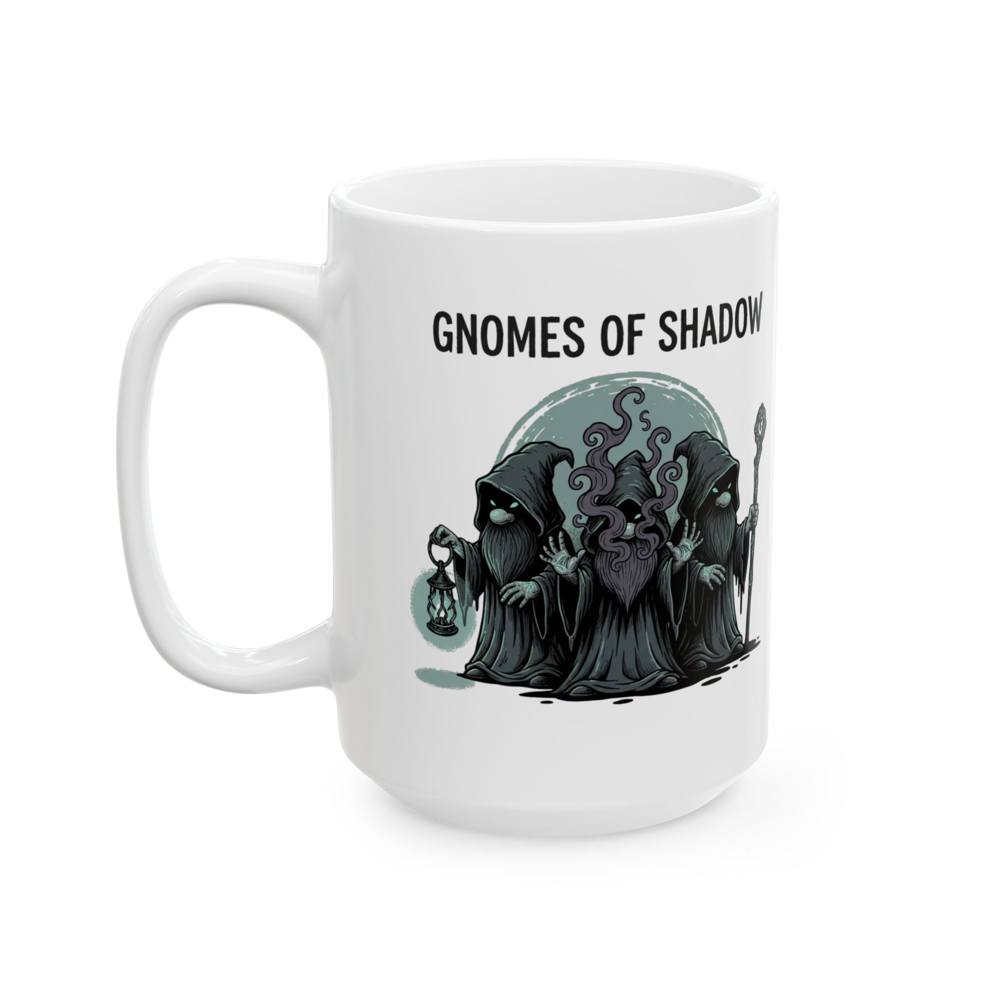 Gnome of the Shadow Ceramic Mug – Fantasy Gnome Lantern Coffee Cup (11oz & 15oz)