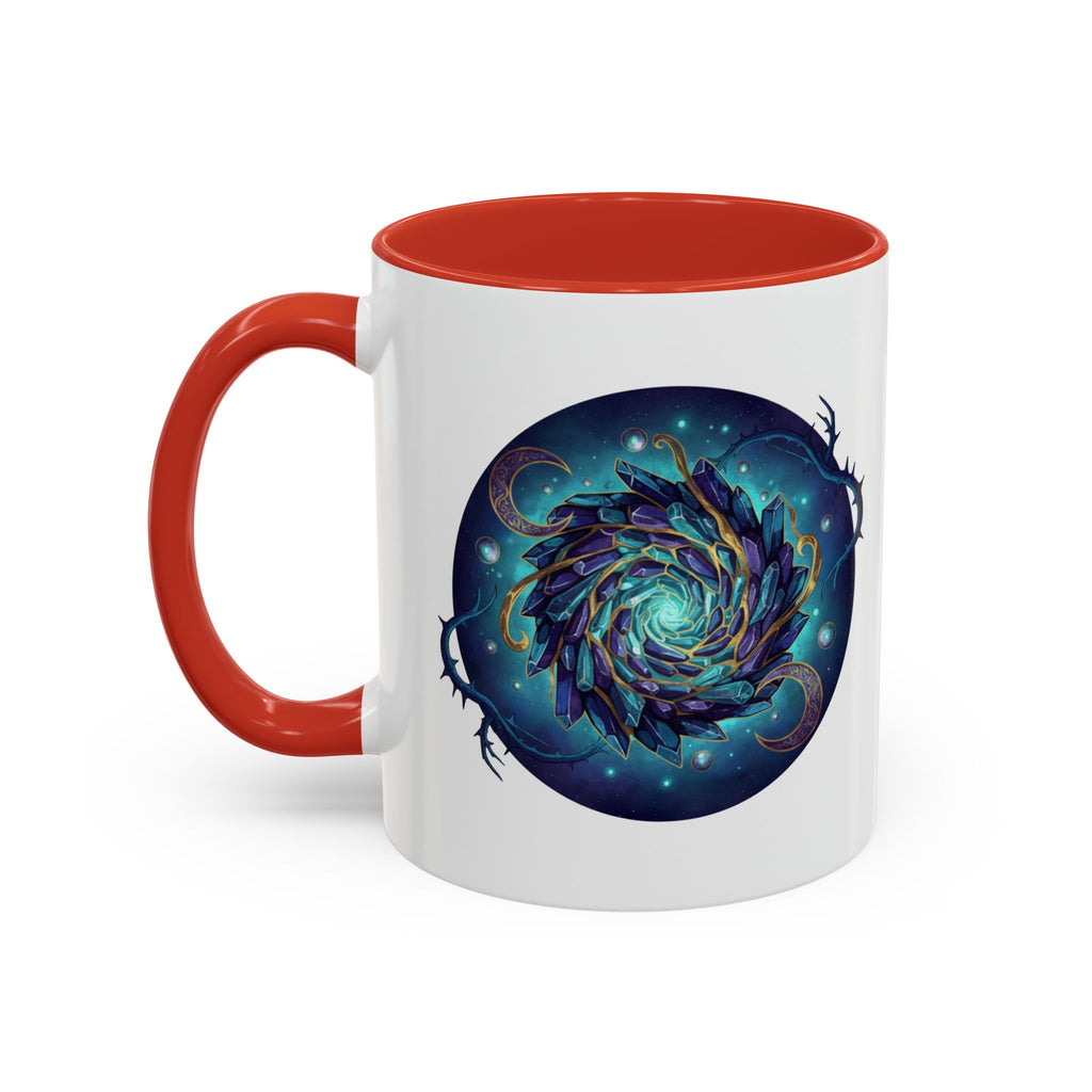 Galaxy Feather Spiral Accent Mug — Cosmic Boho Coffee Cup (11/15oz)