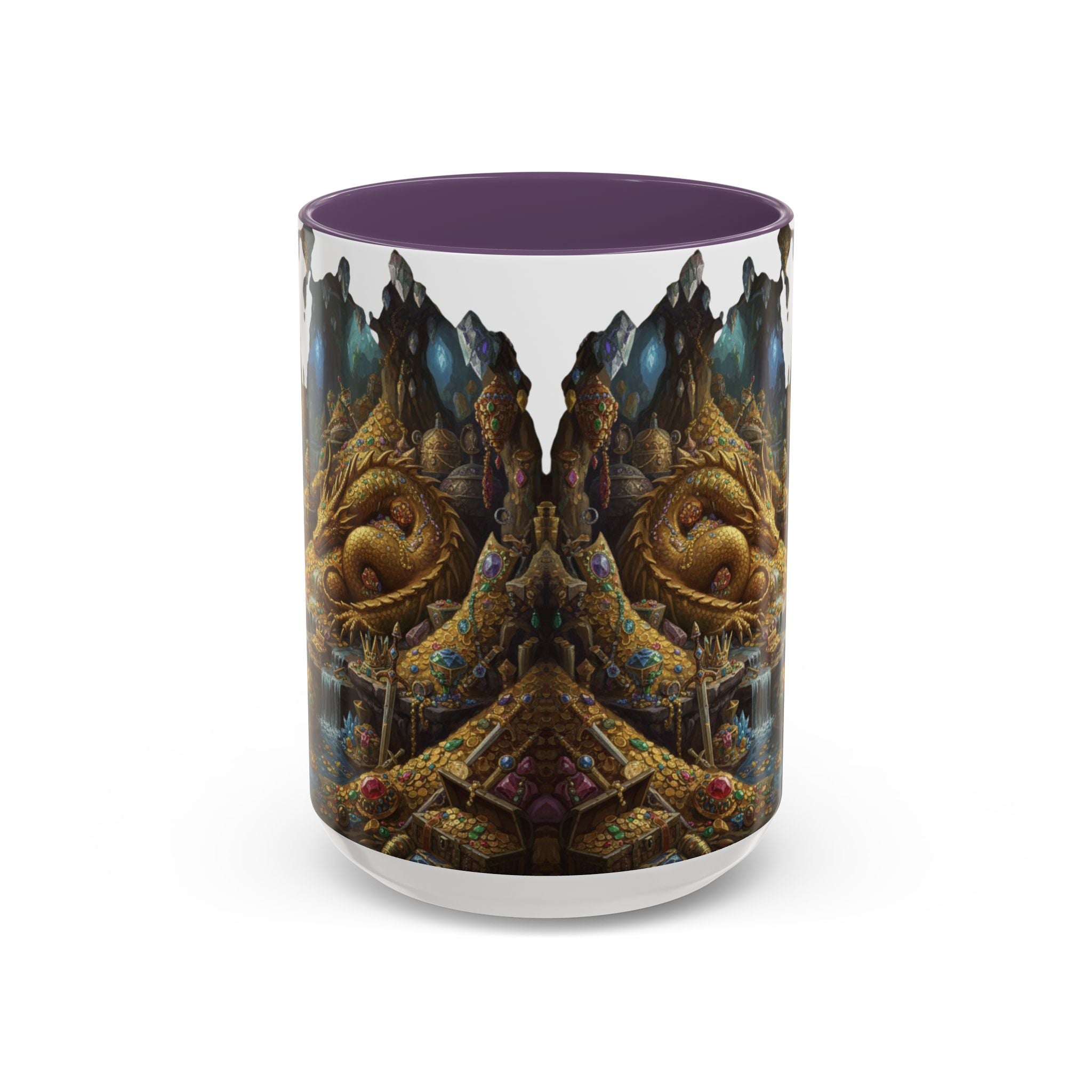 Dragon Hoard Accent Coffee Mug — Fantasy Treasure Landscape (11/15 oz)